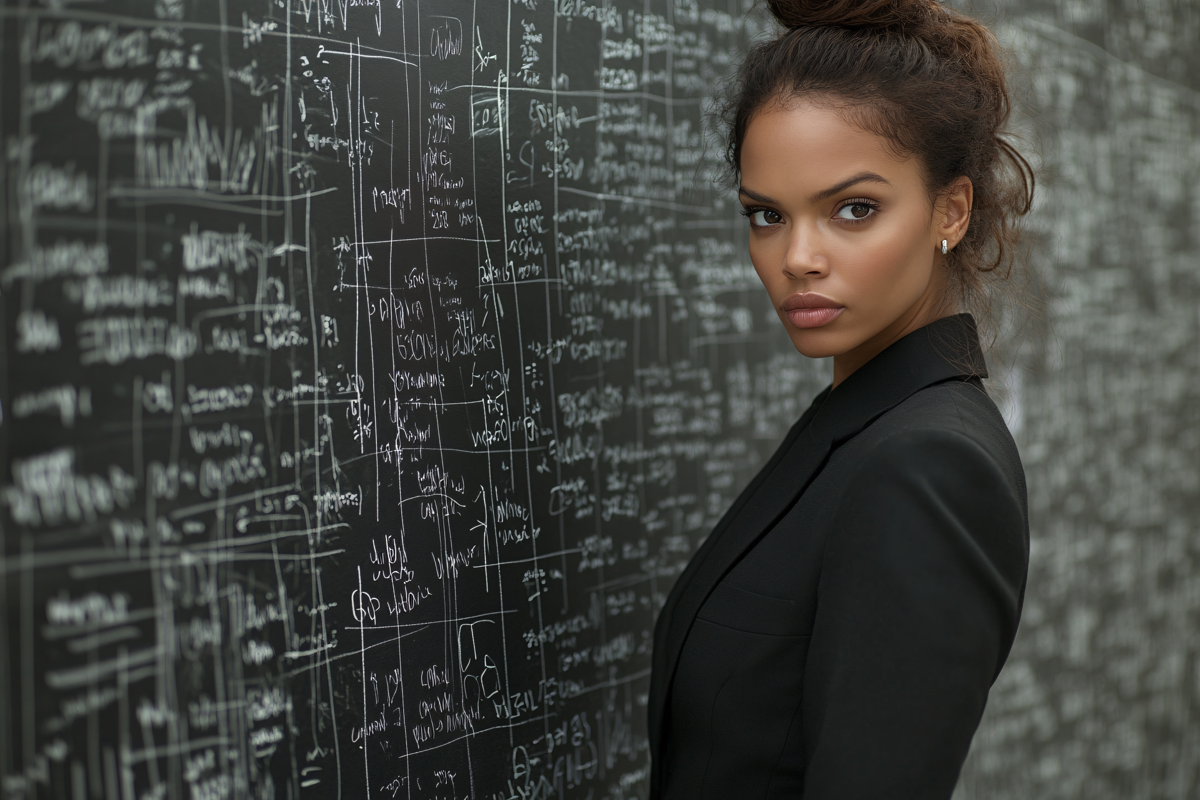 Woman by Chalkboard