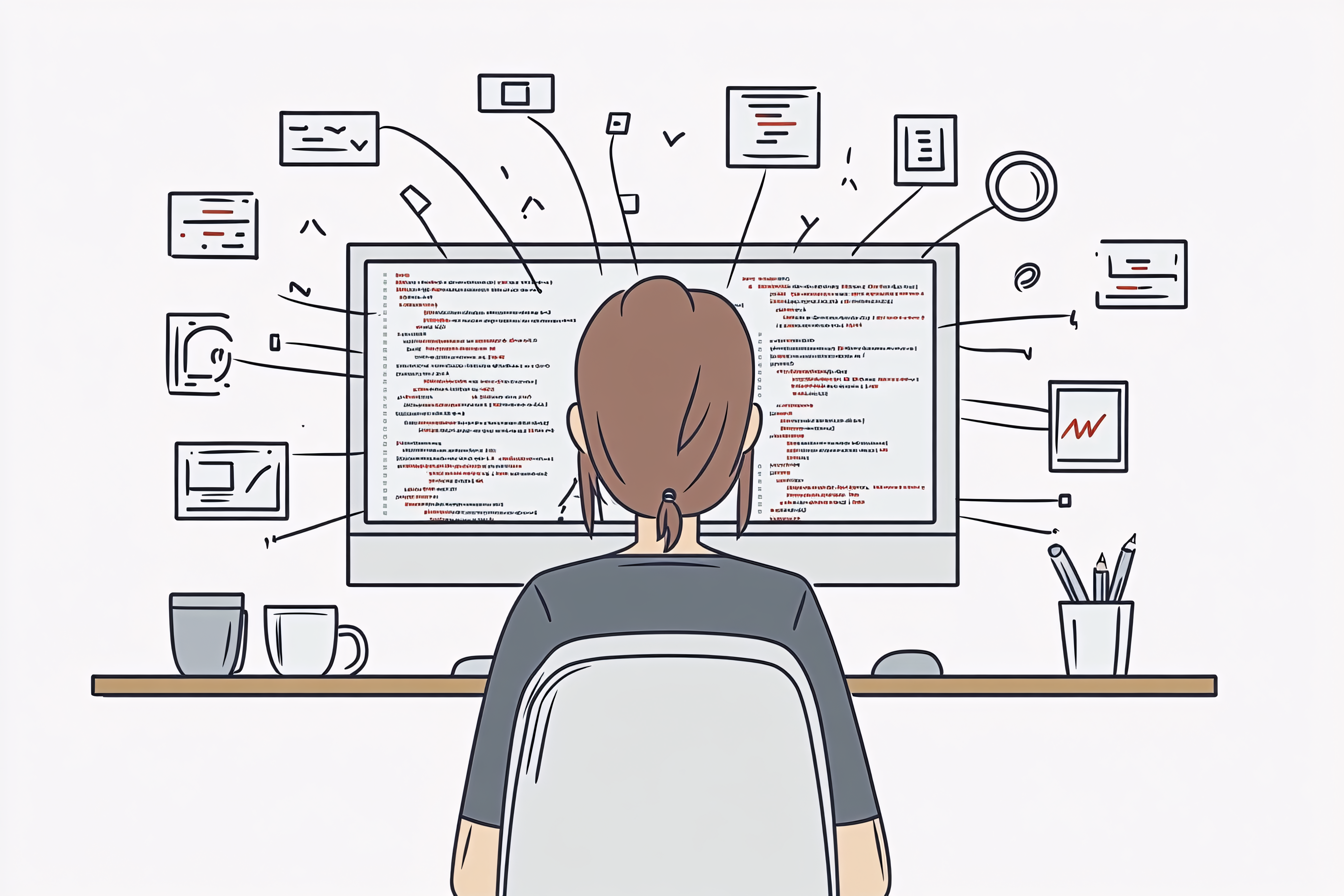 Woman Coding At Computer