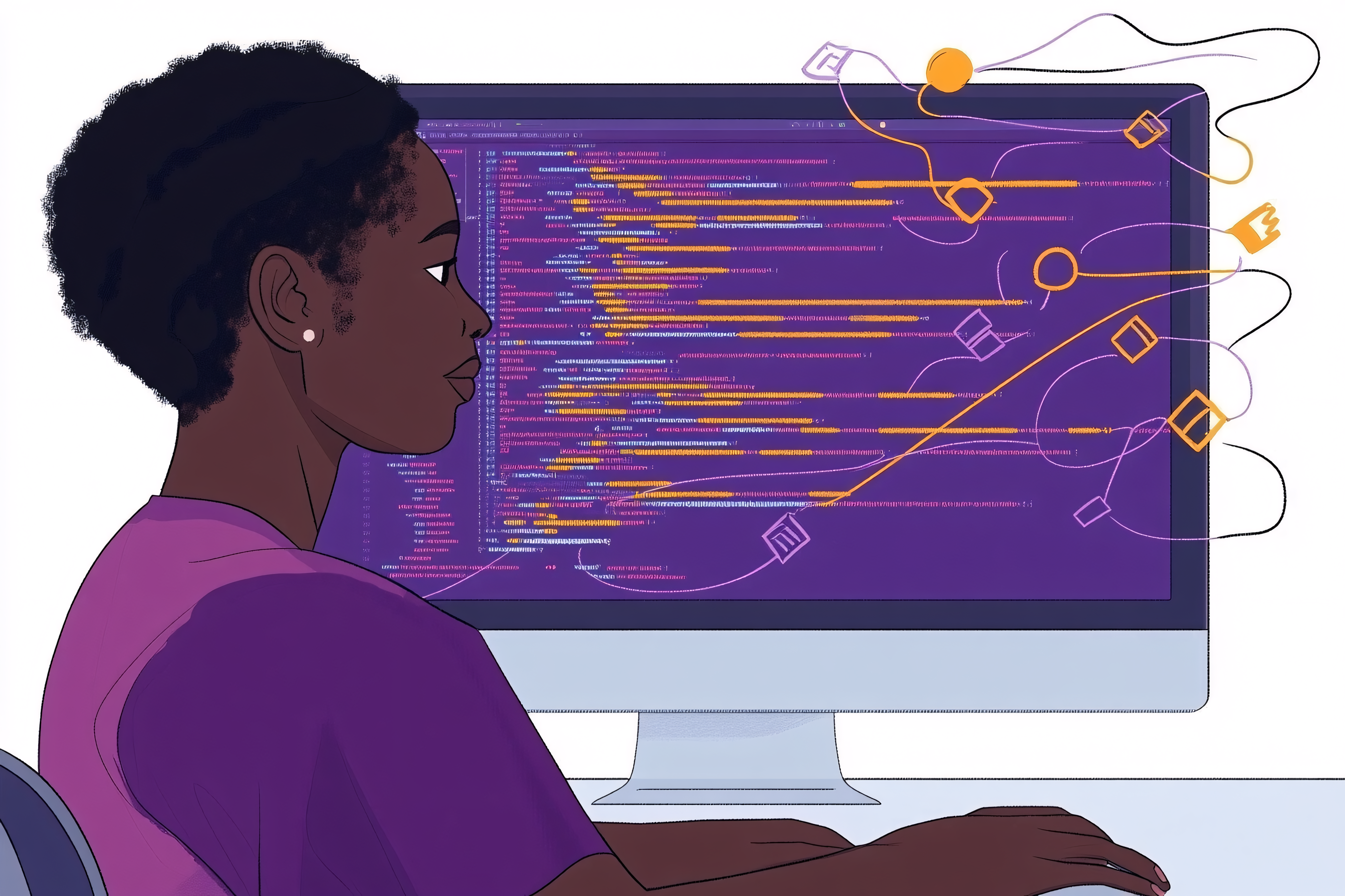 Woman Coding Illustration