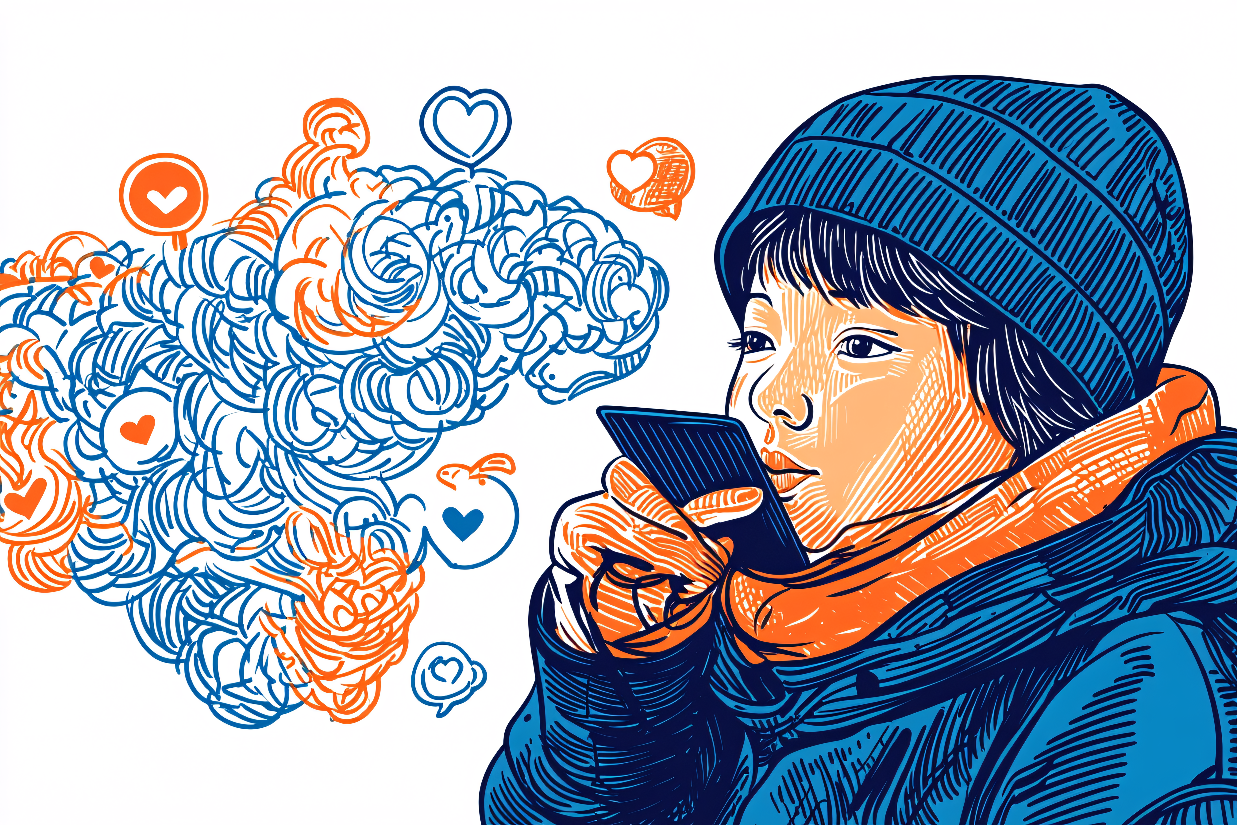 Woman Engaged with Social Media