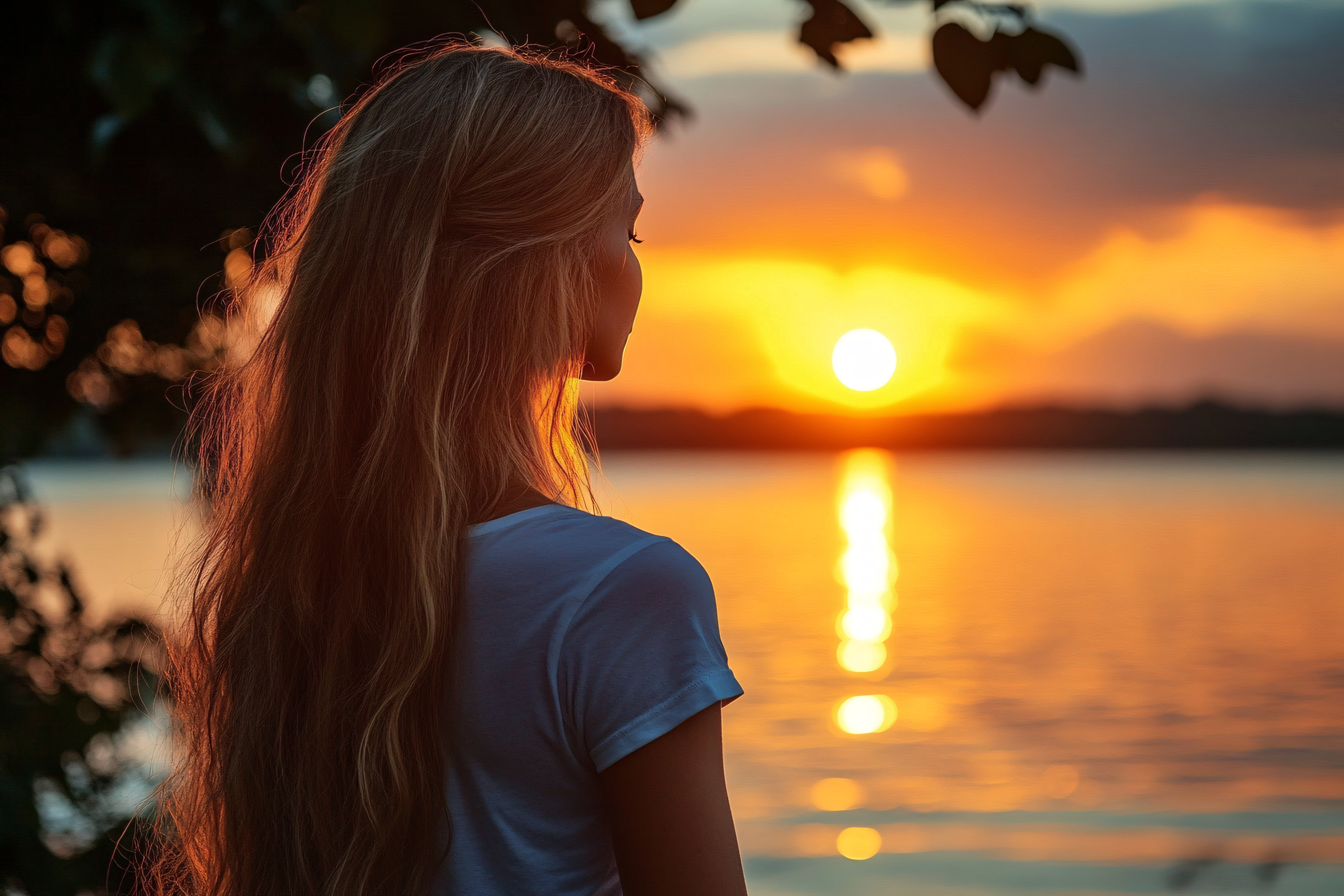 Woman Gazing at Sunset