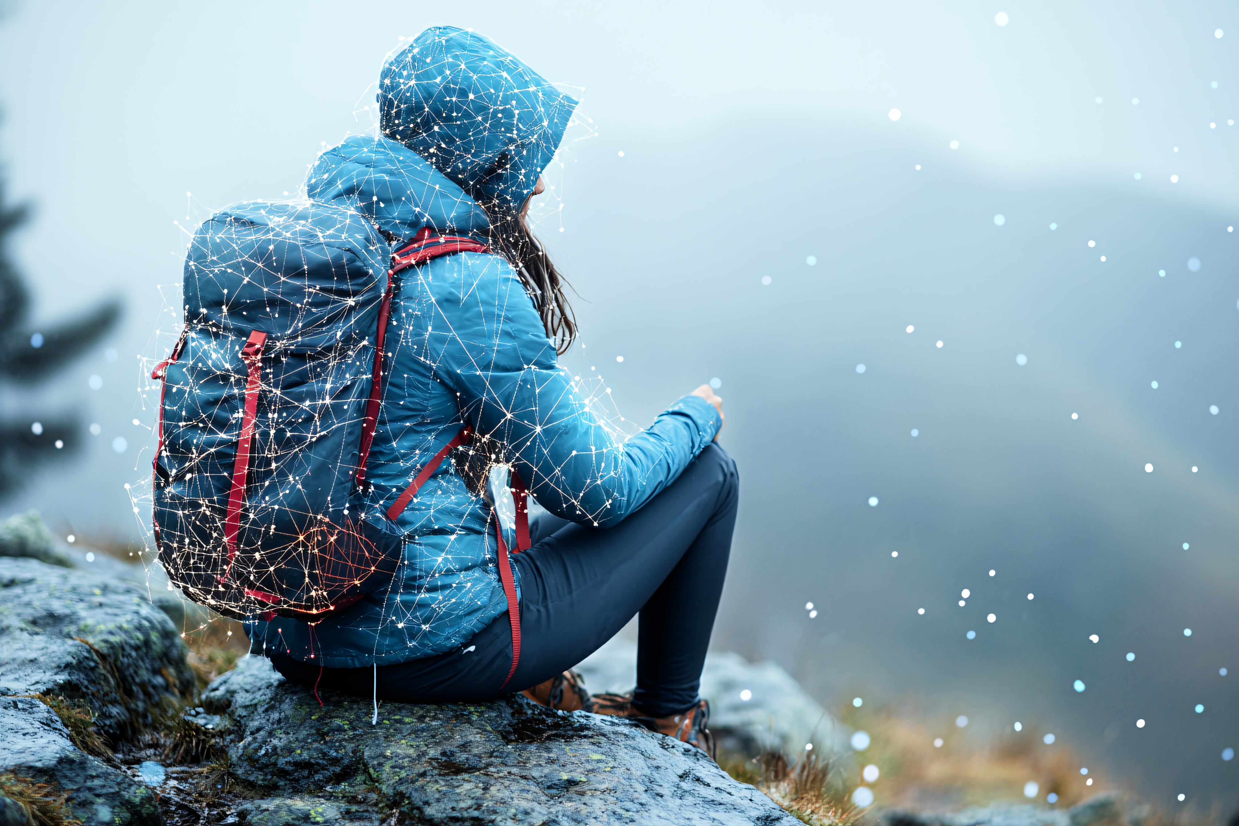 Woman Hiking in Mountains
