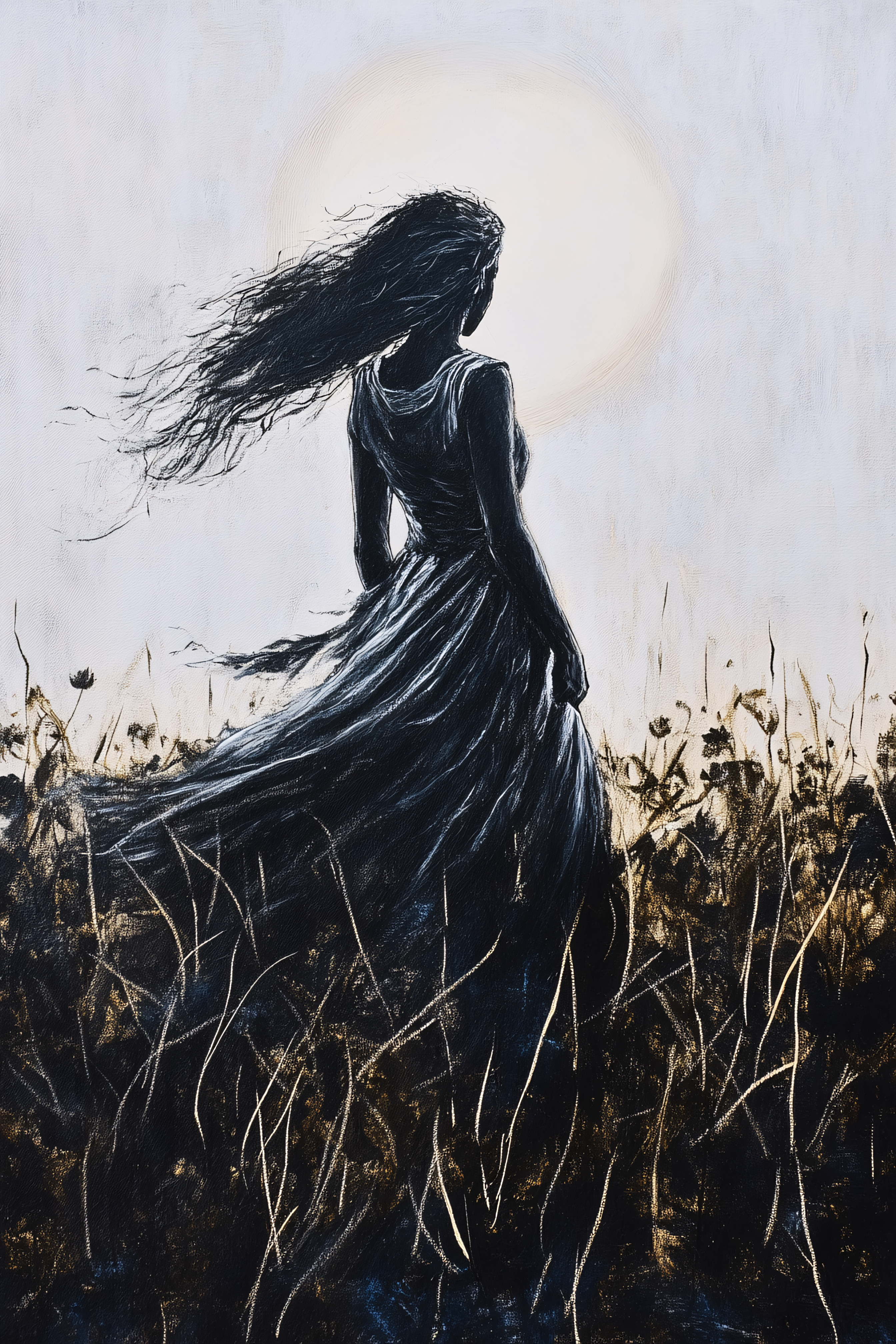 Woman In Field Silhouette