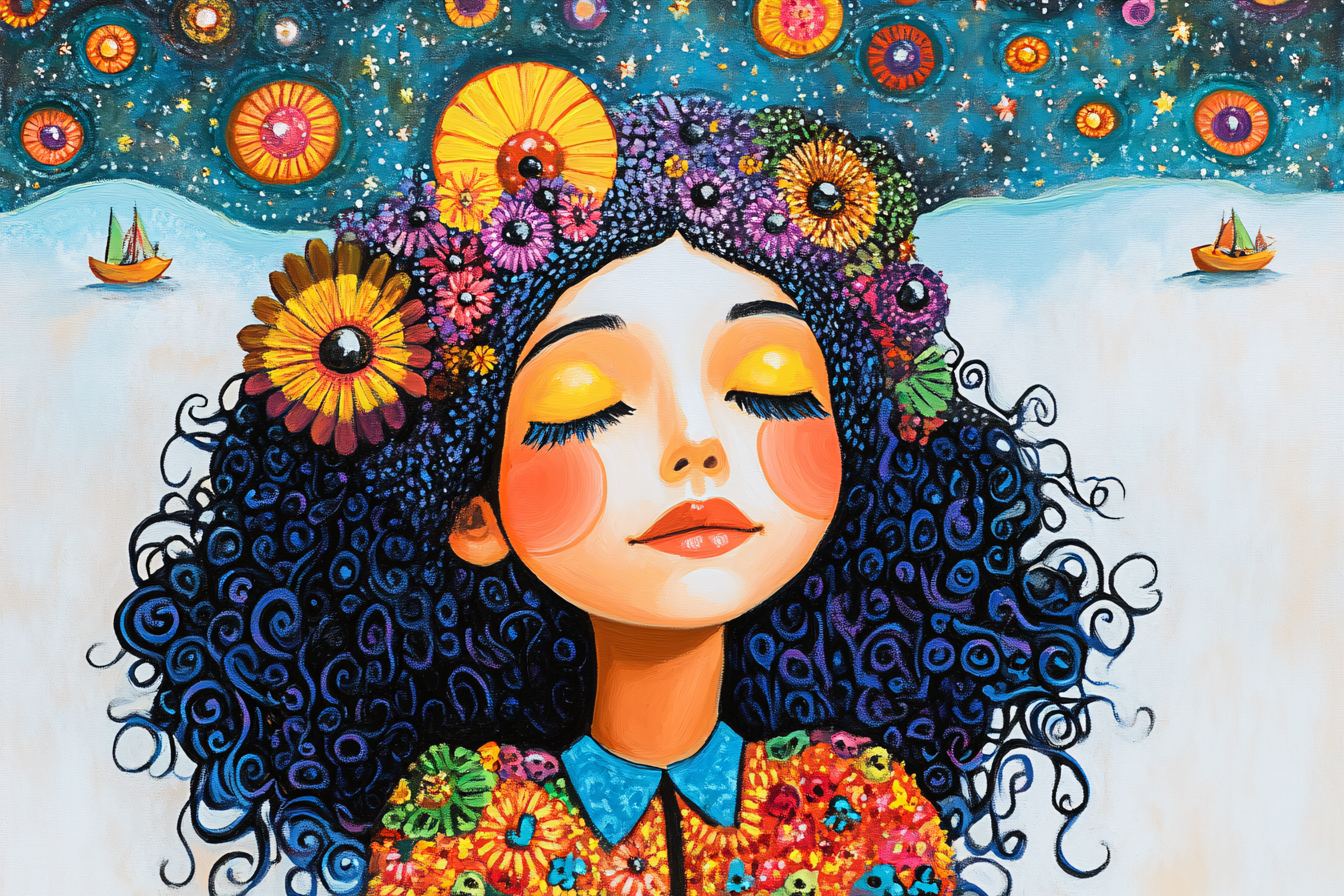 Woman In Floral Dreamscape