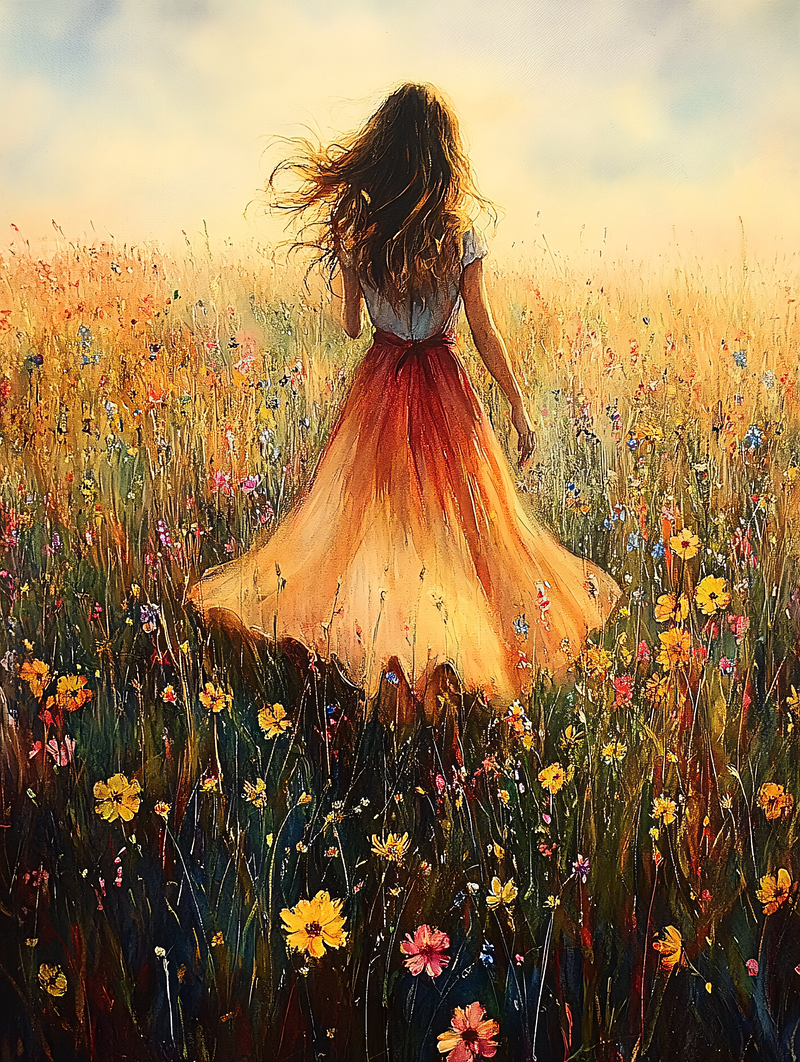 Woman In Flower Field