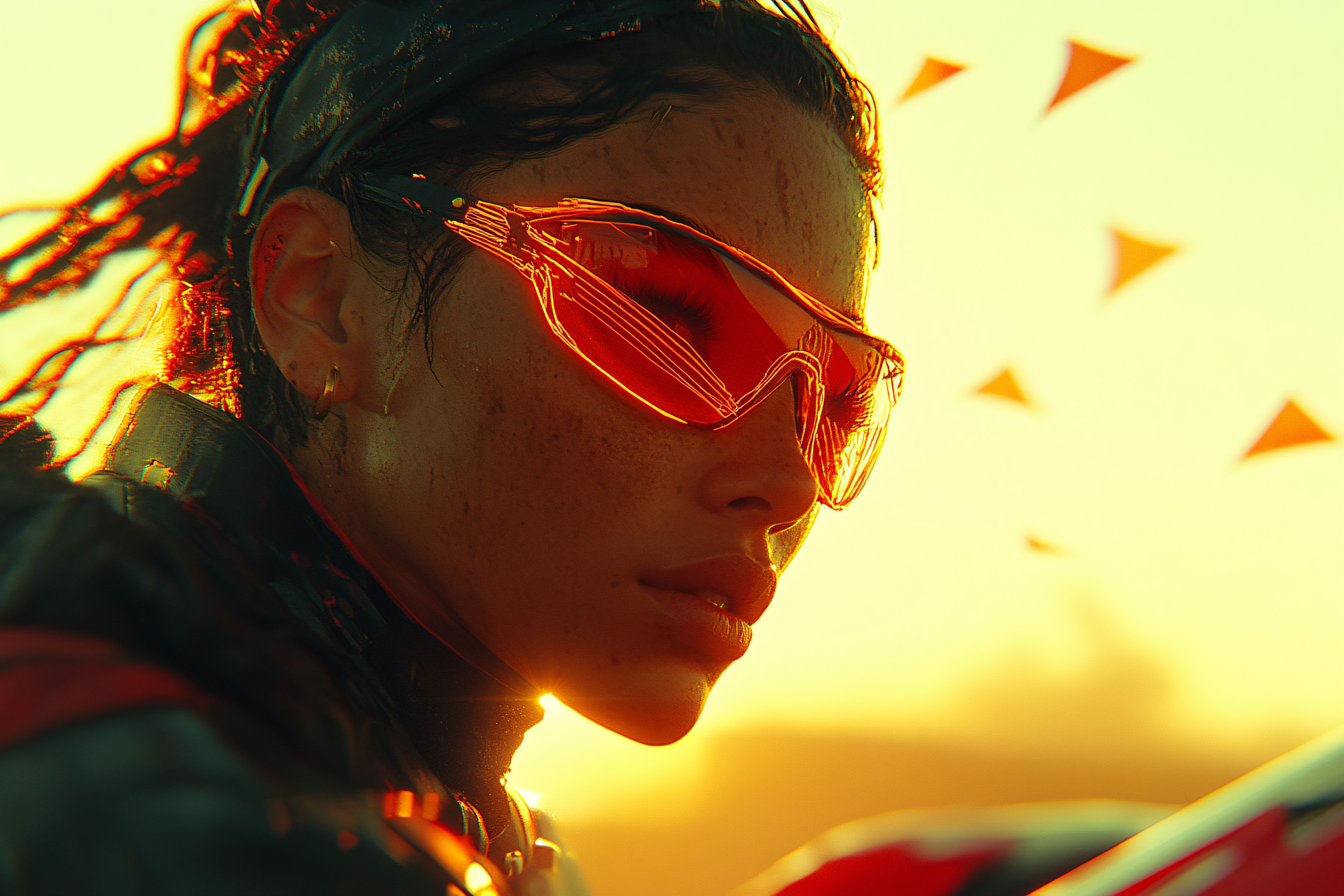 Woman in Futuristic Red Glasses