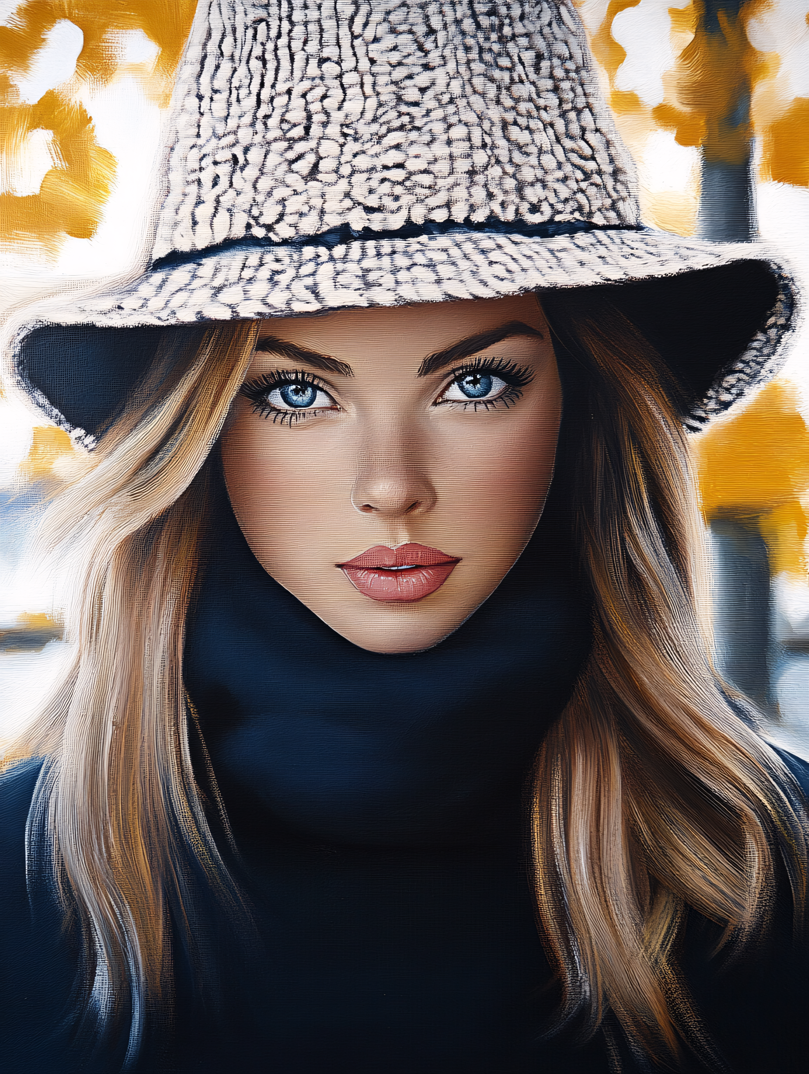Woman in Hat and Turtleneck