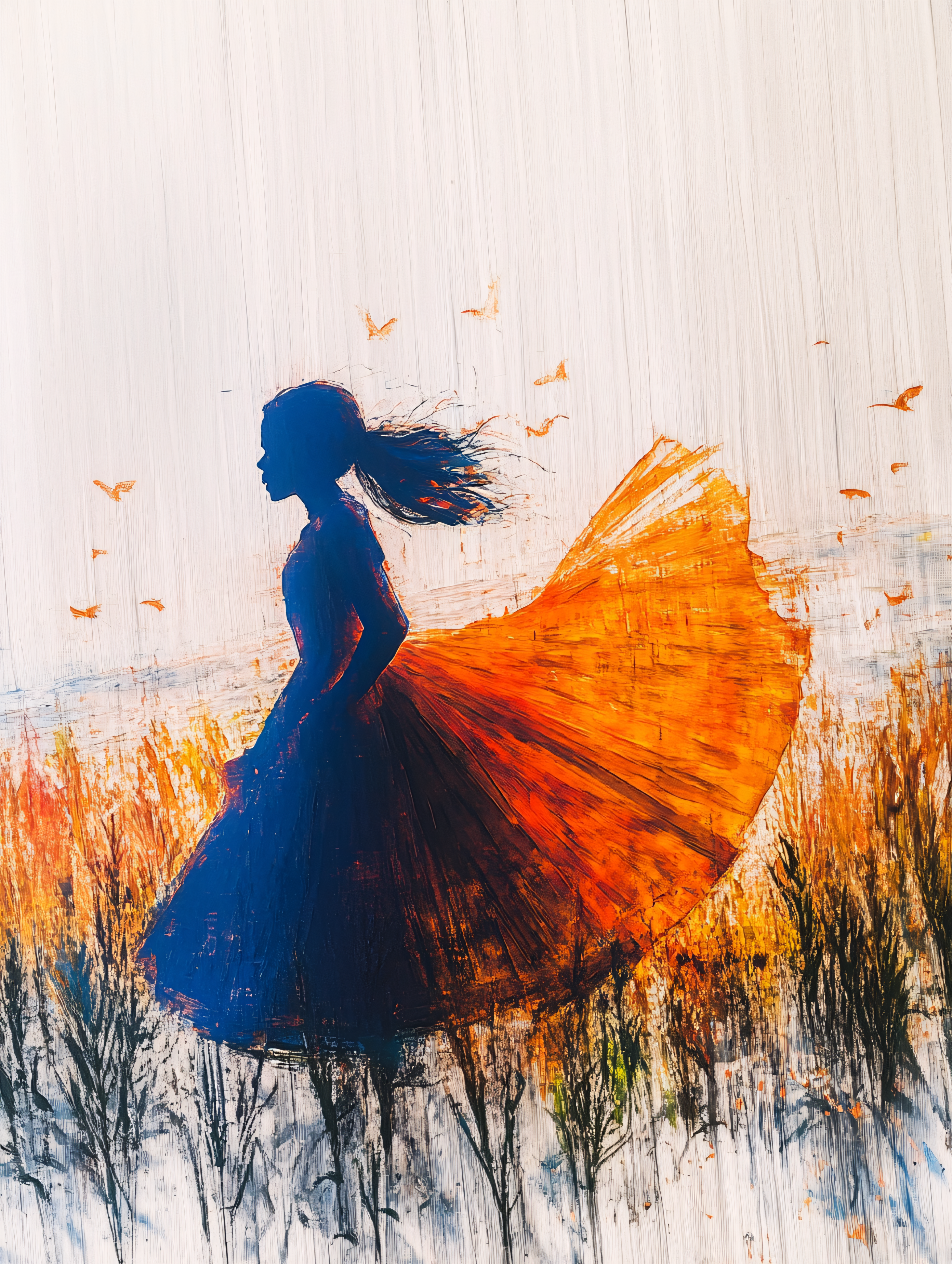 Woman in Orange Dress