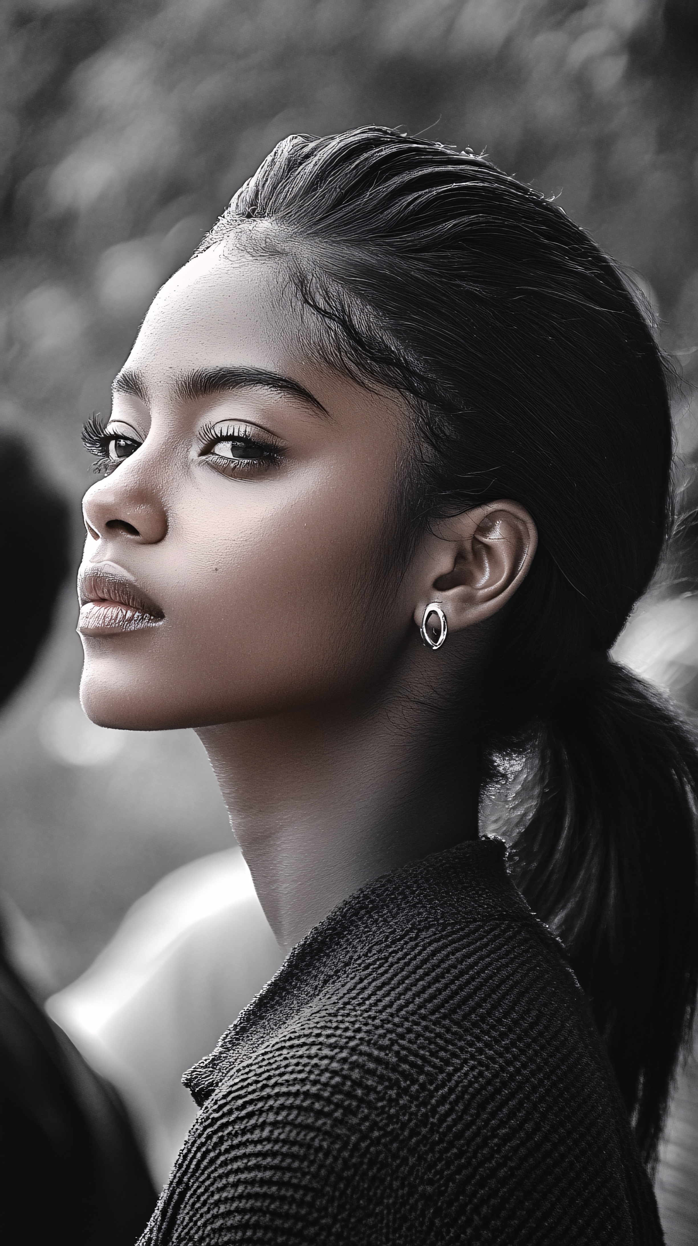 Woman in Profile with Ponytail