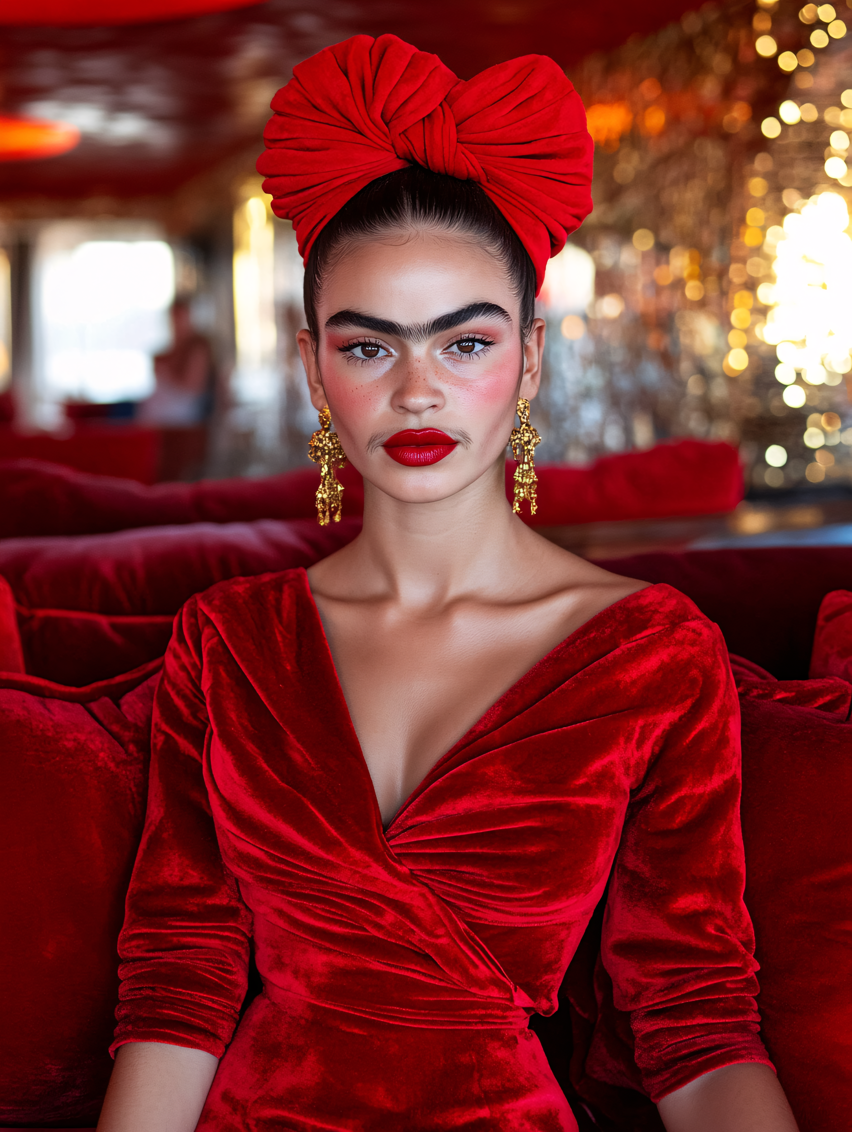 Woman In Red Frida Kahlo Style