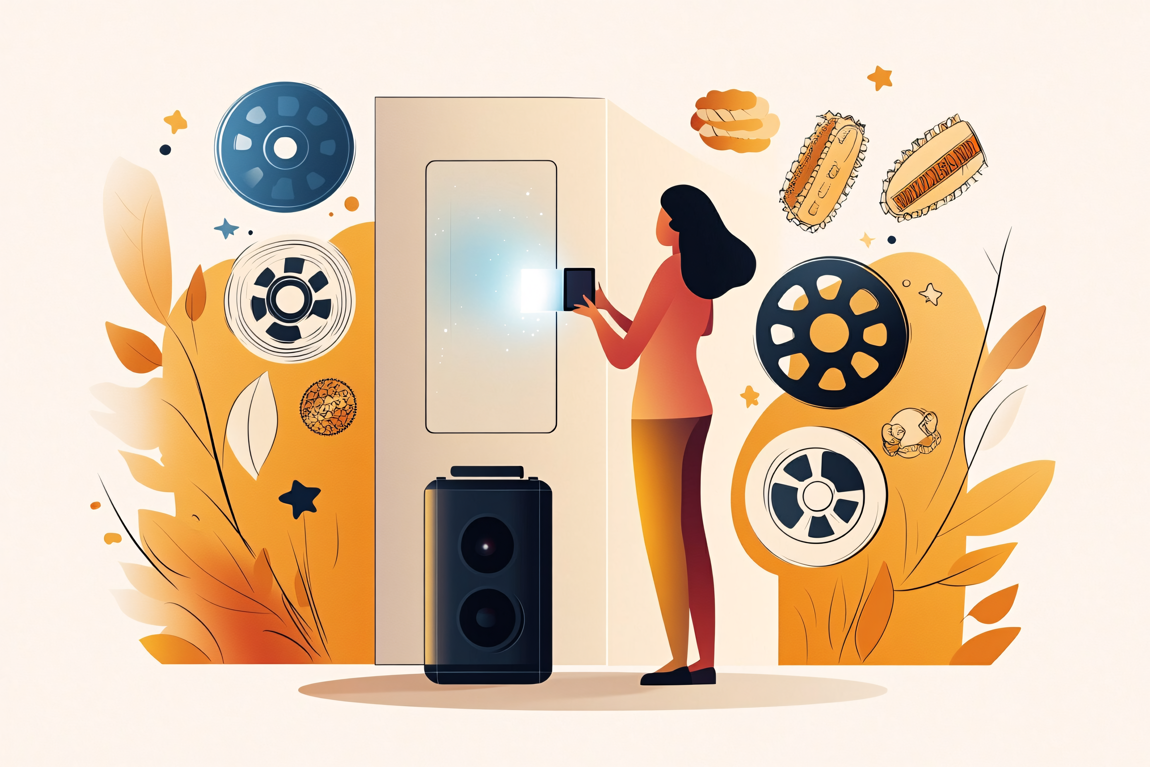 Woman Interacting with Door Technology