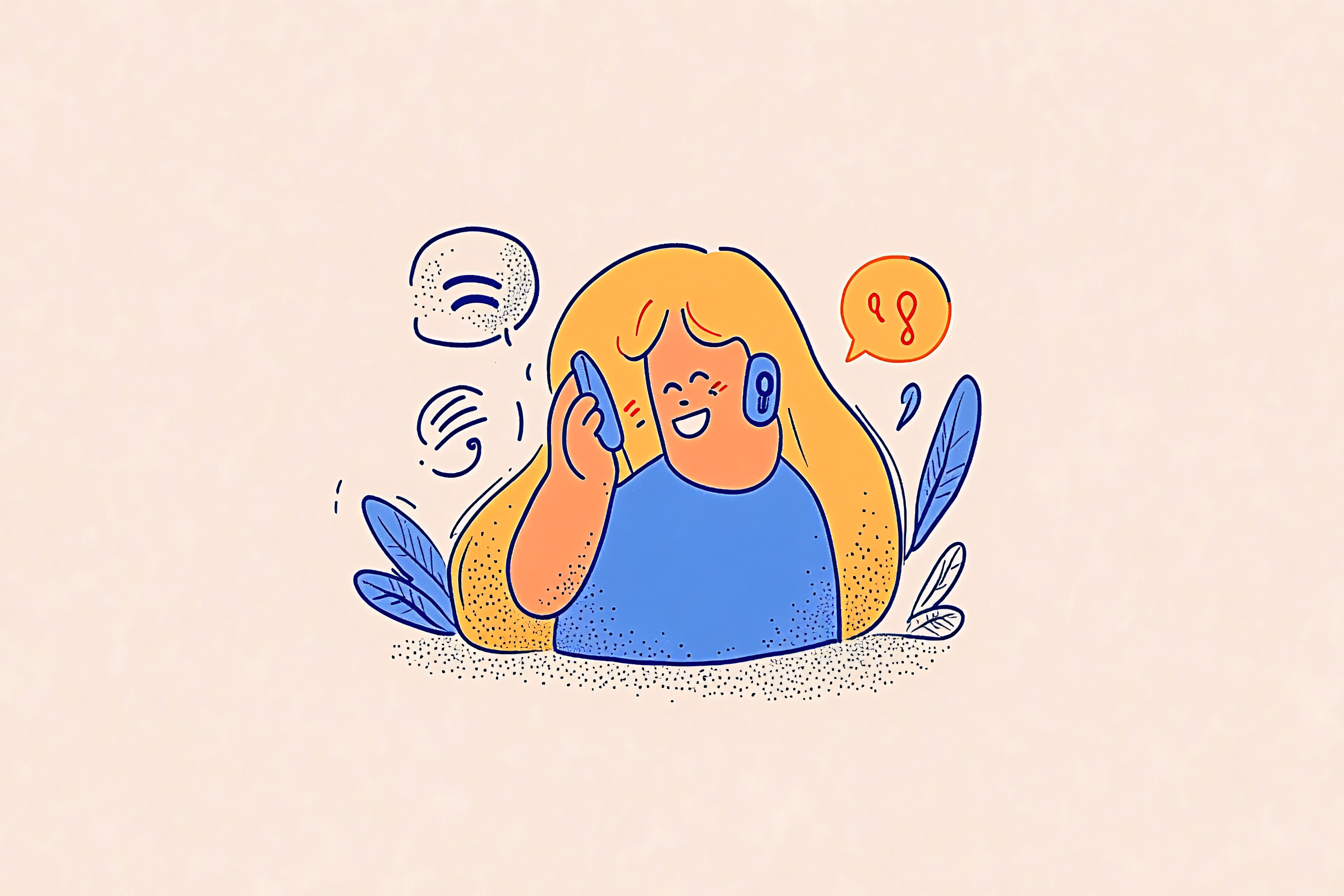 Woman on Phone Illustration
