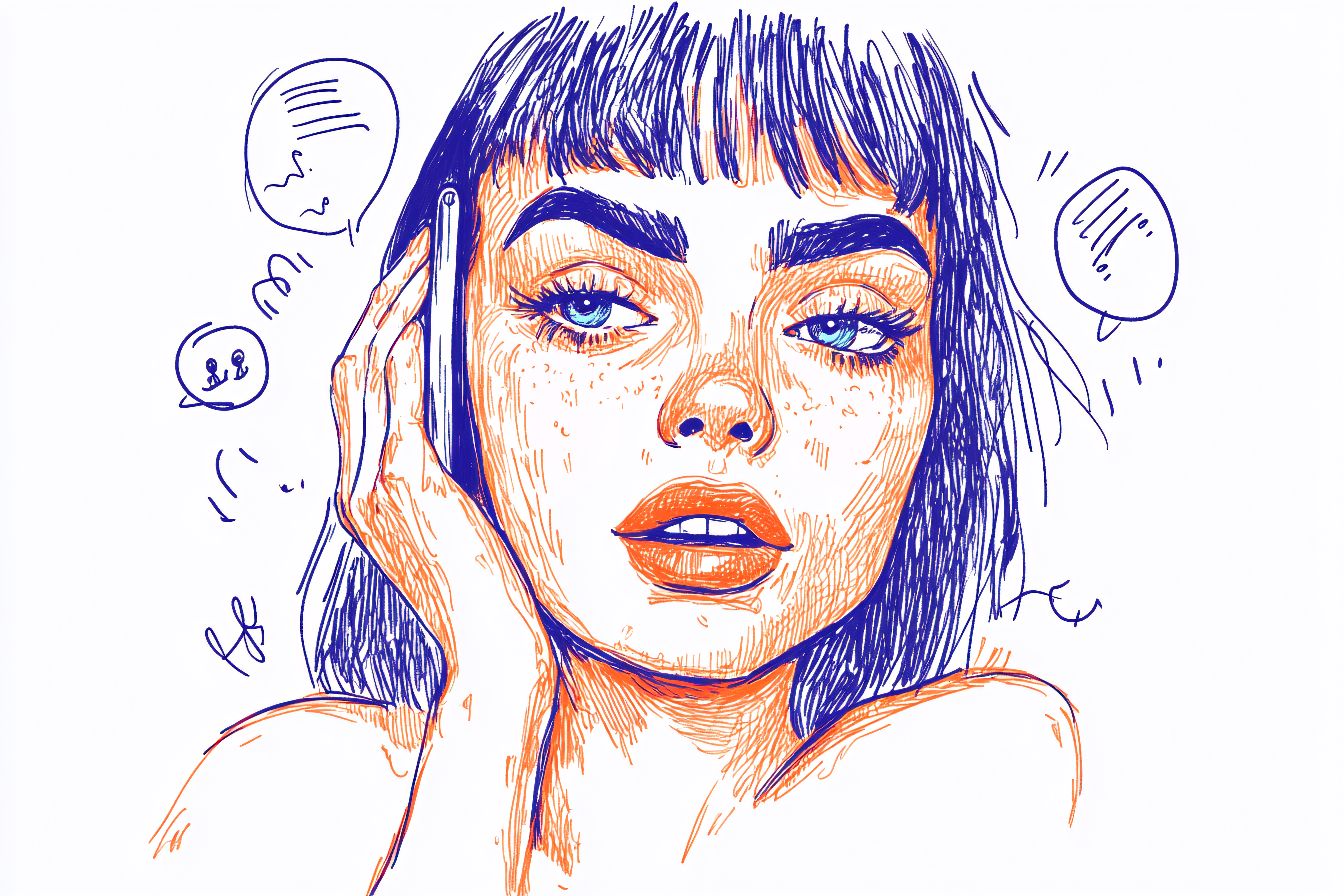 Woman on Phone Sketch