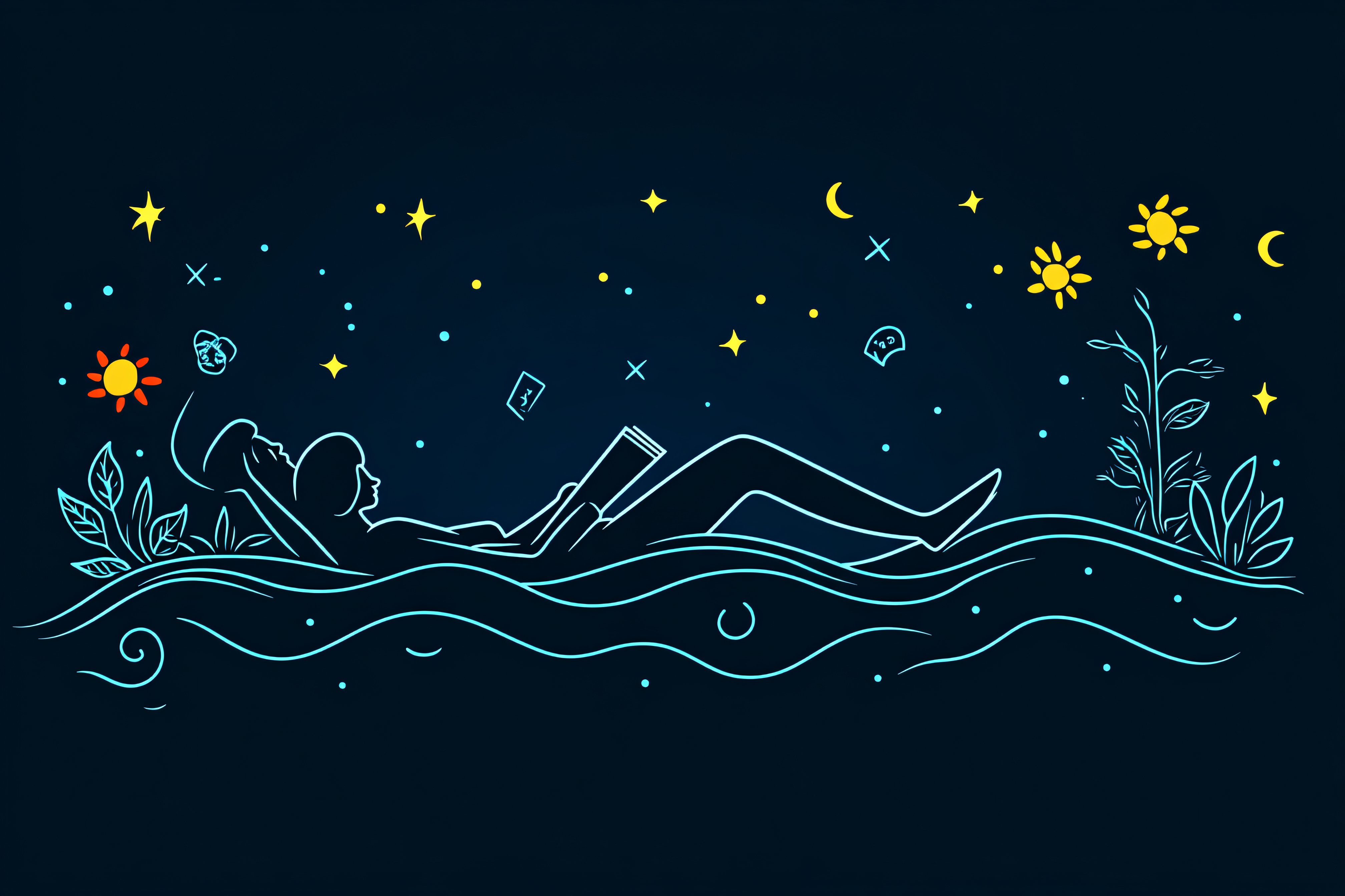 Woman Reading Under the Stars