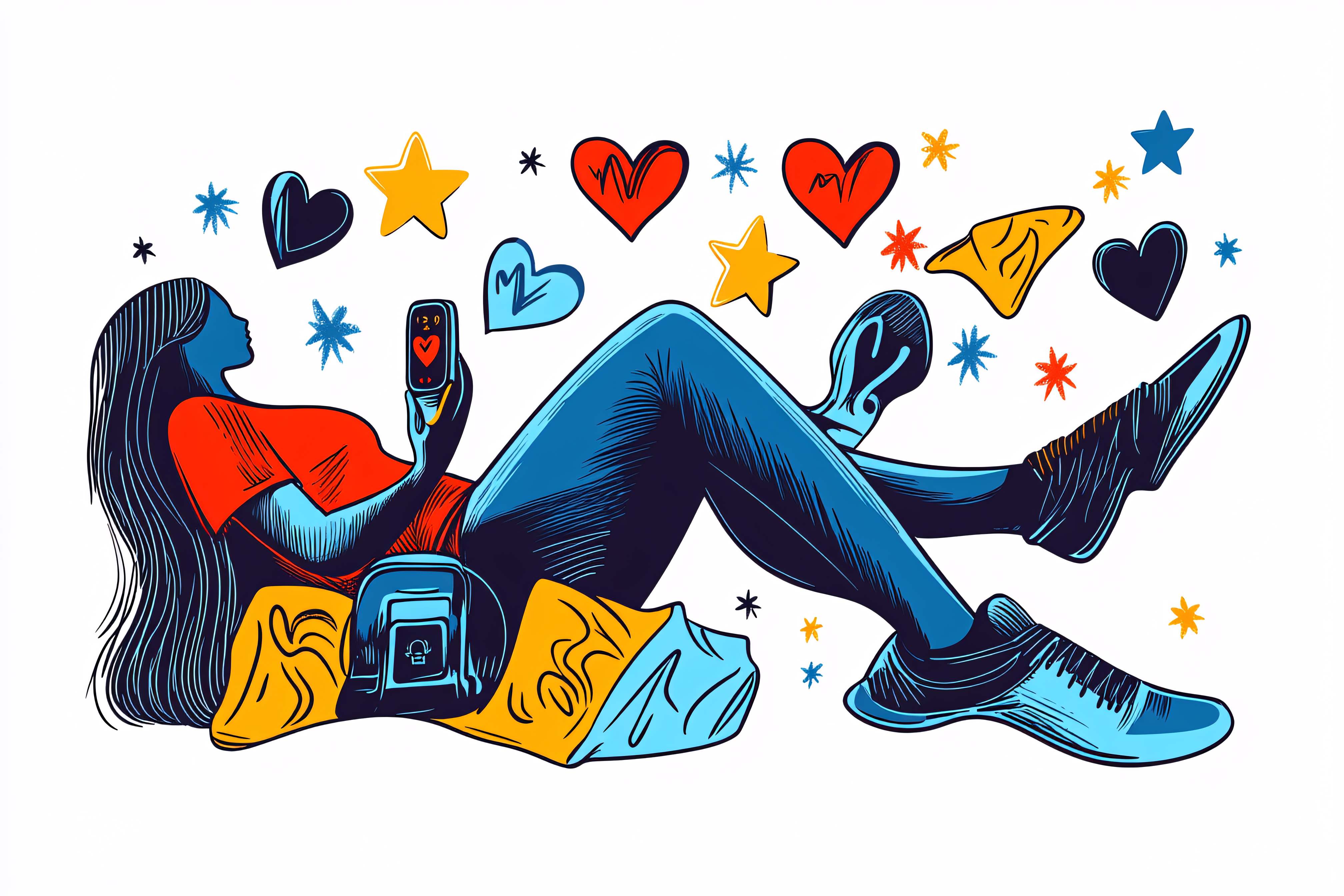 Woman Relaxing with Smartphone