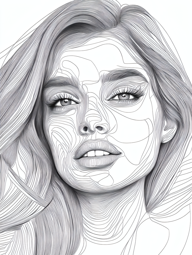 Abstract Line Art Portrait of a