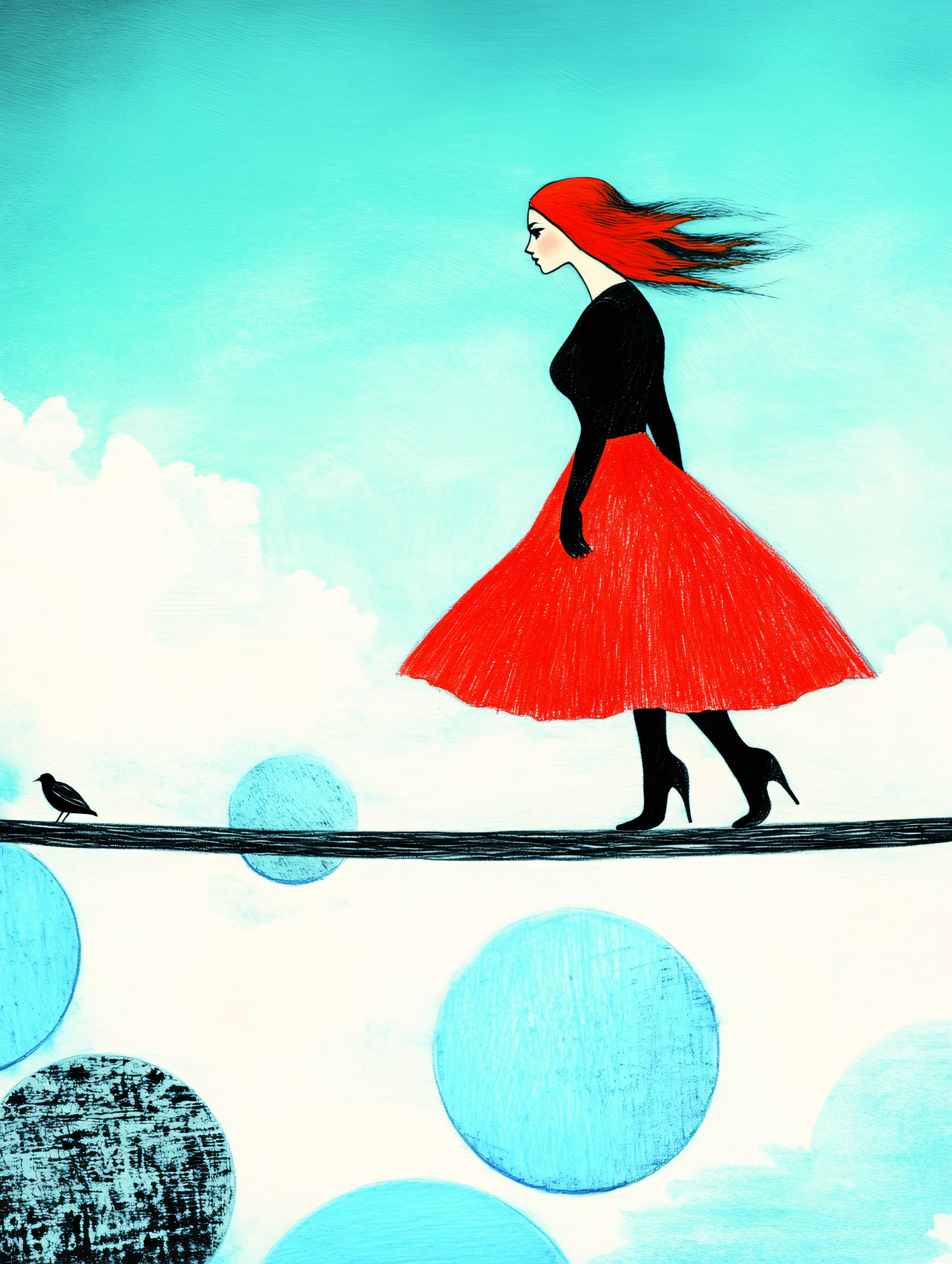 Woman Walking On Rope