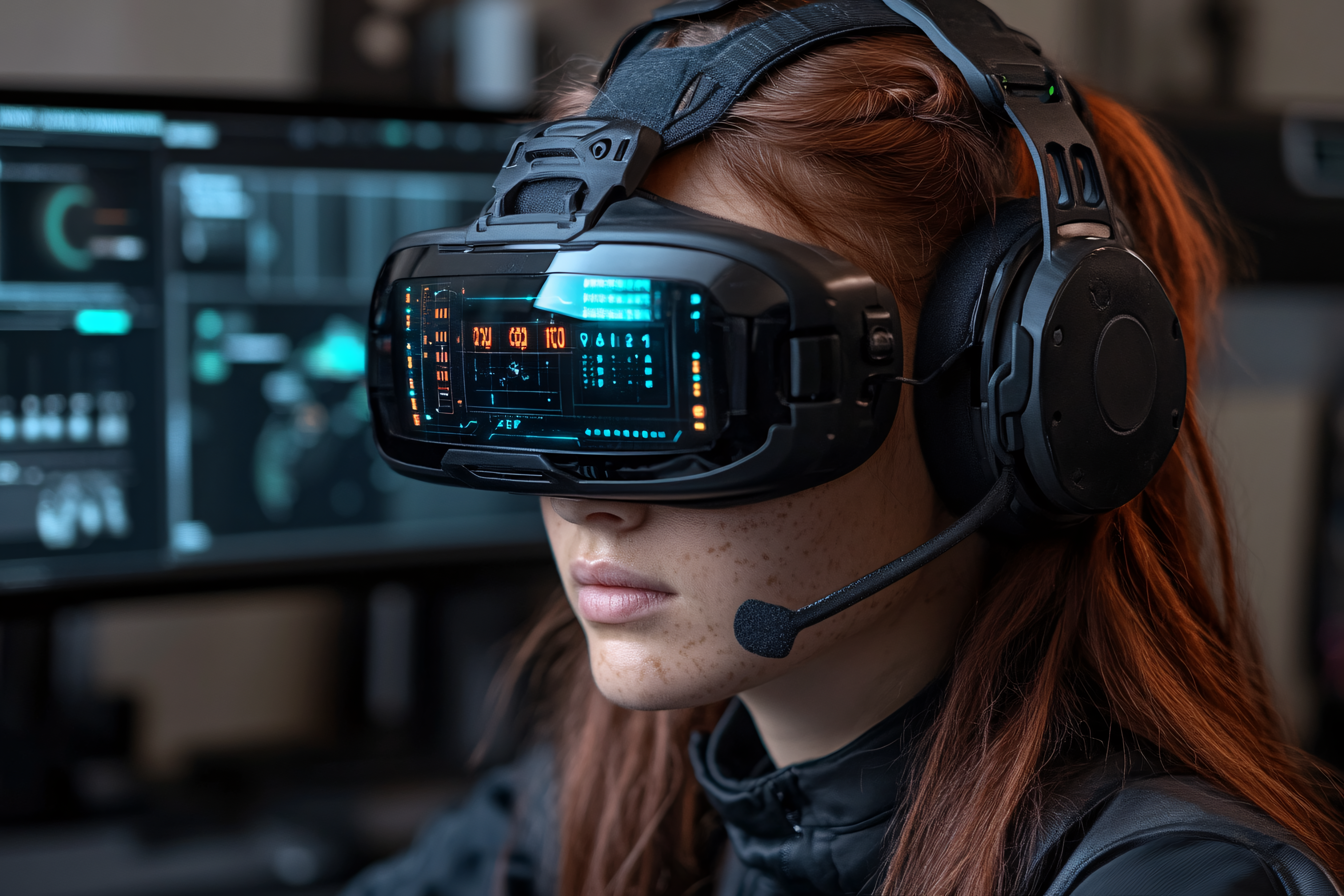 Woman Wearing Virtual Reality Headset