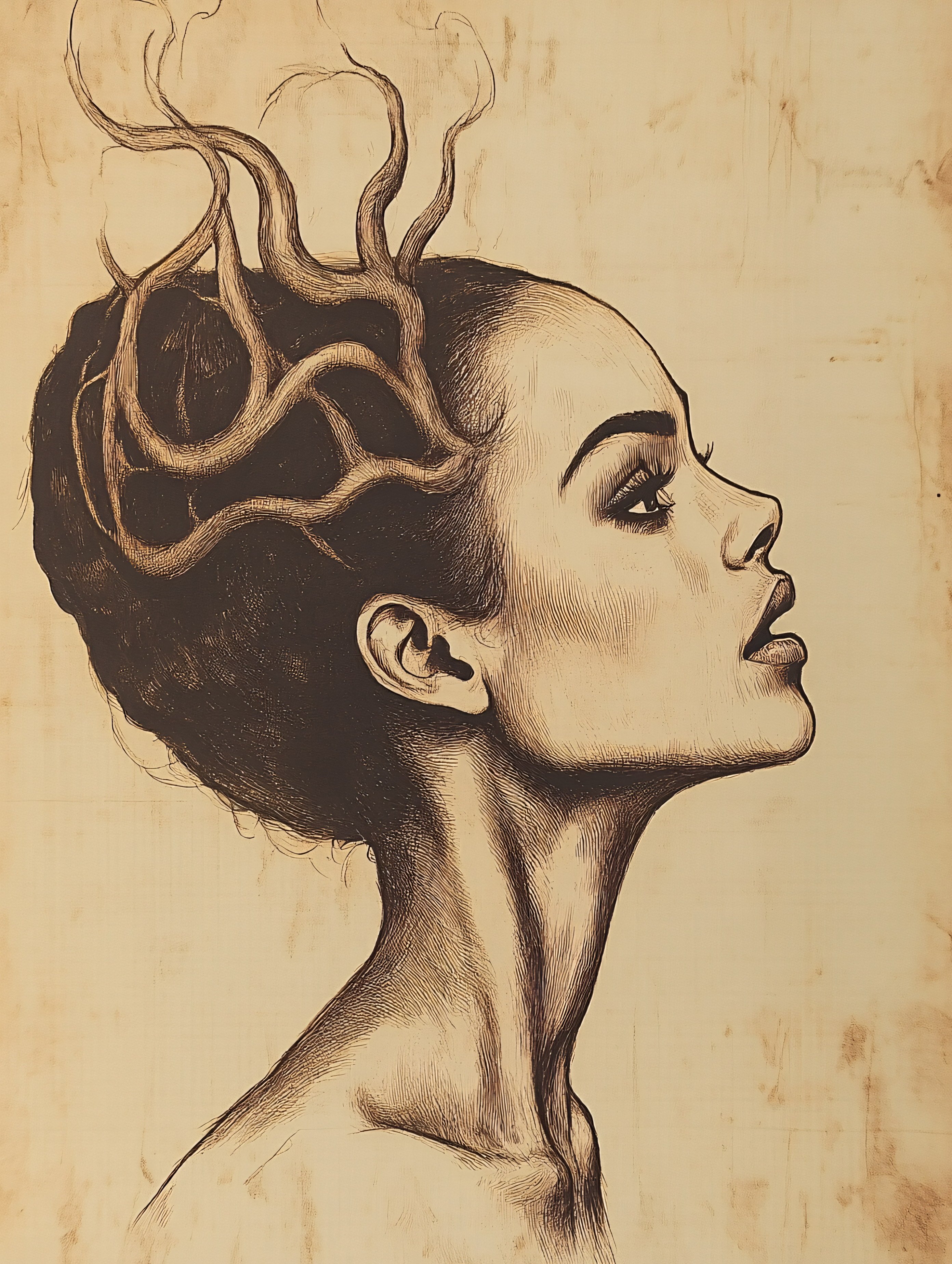 Woman With Branch Hair