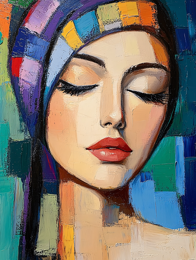 Woman with Colorful Headscarf