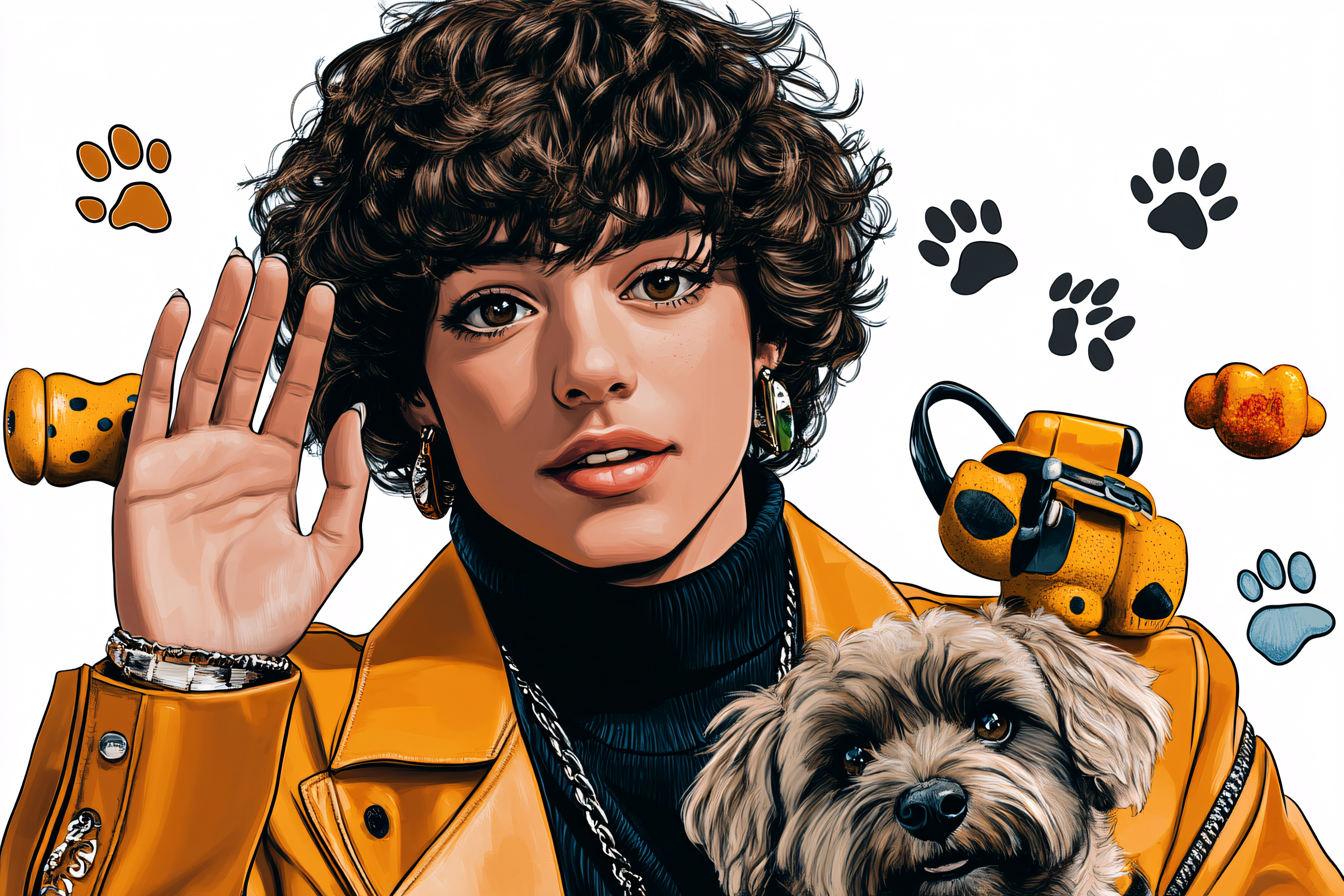 Woman with Dog and Accessories
