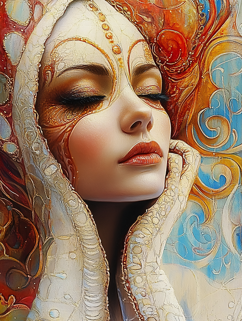 Woman with Golden Mask and Hood