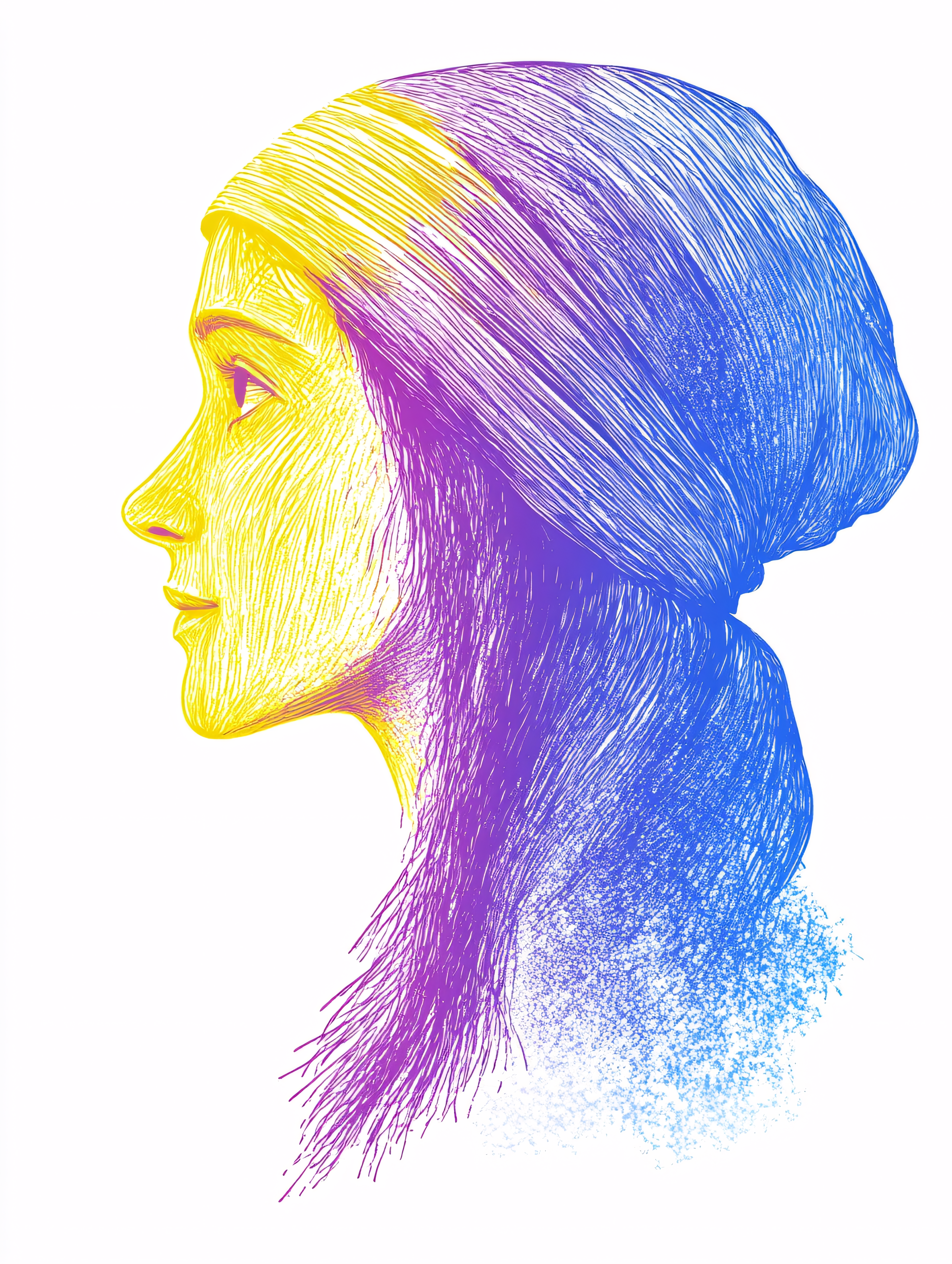 Woman With Head Scarf Line Art