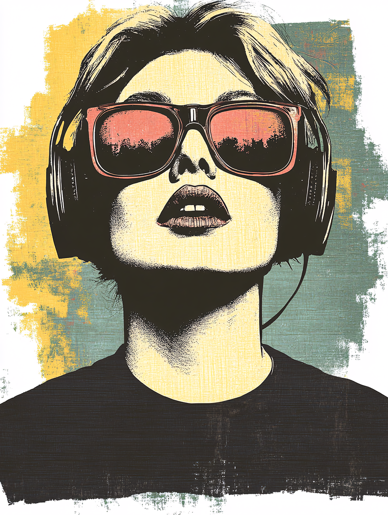 Woman With Headphones And Sunglasses