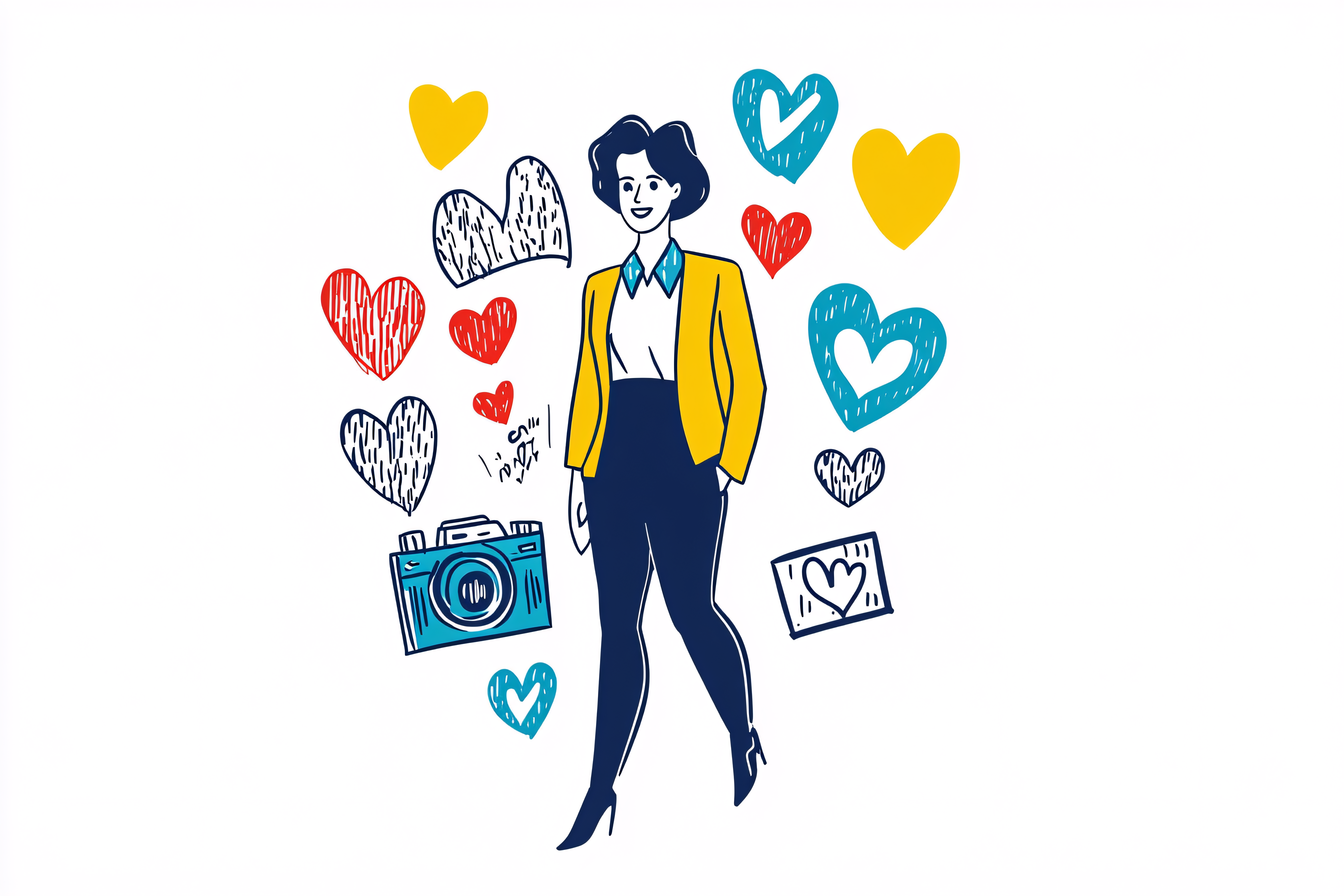 Woman with Hearts and Camera
