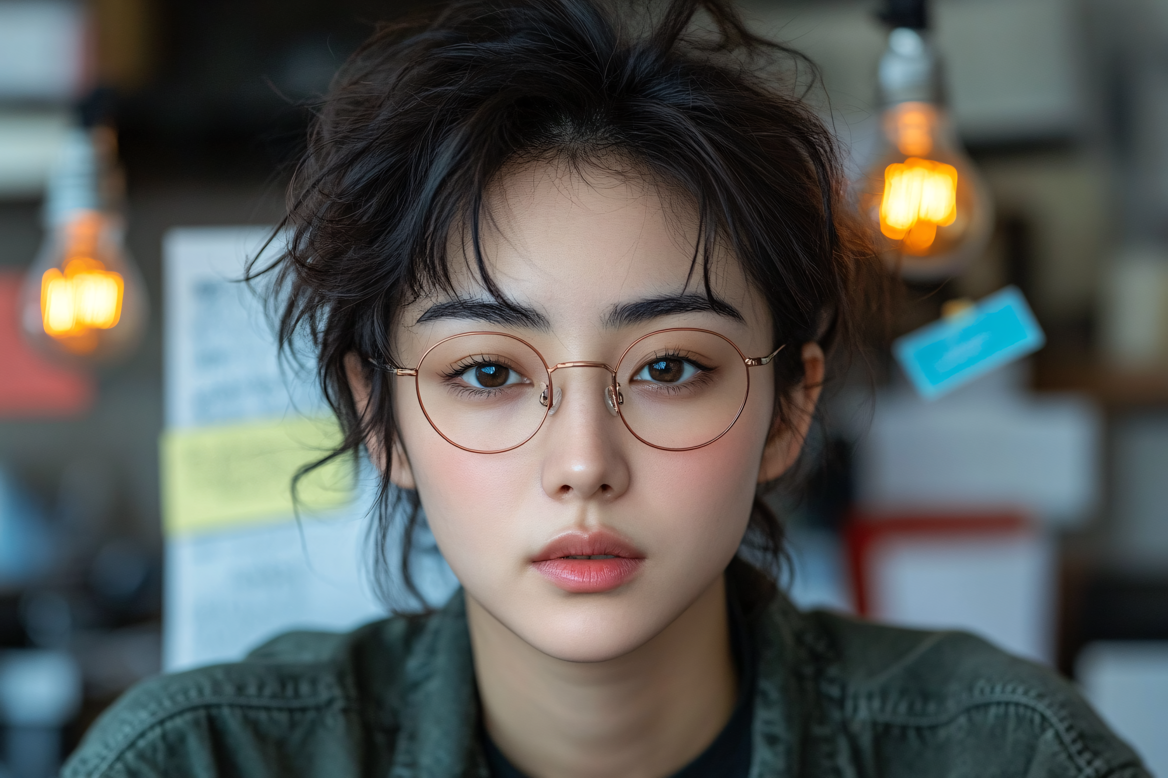 Woman with Round Glasses Portrait