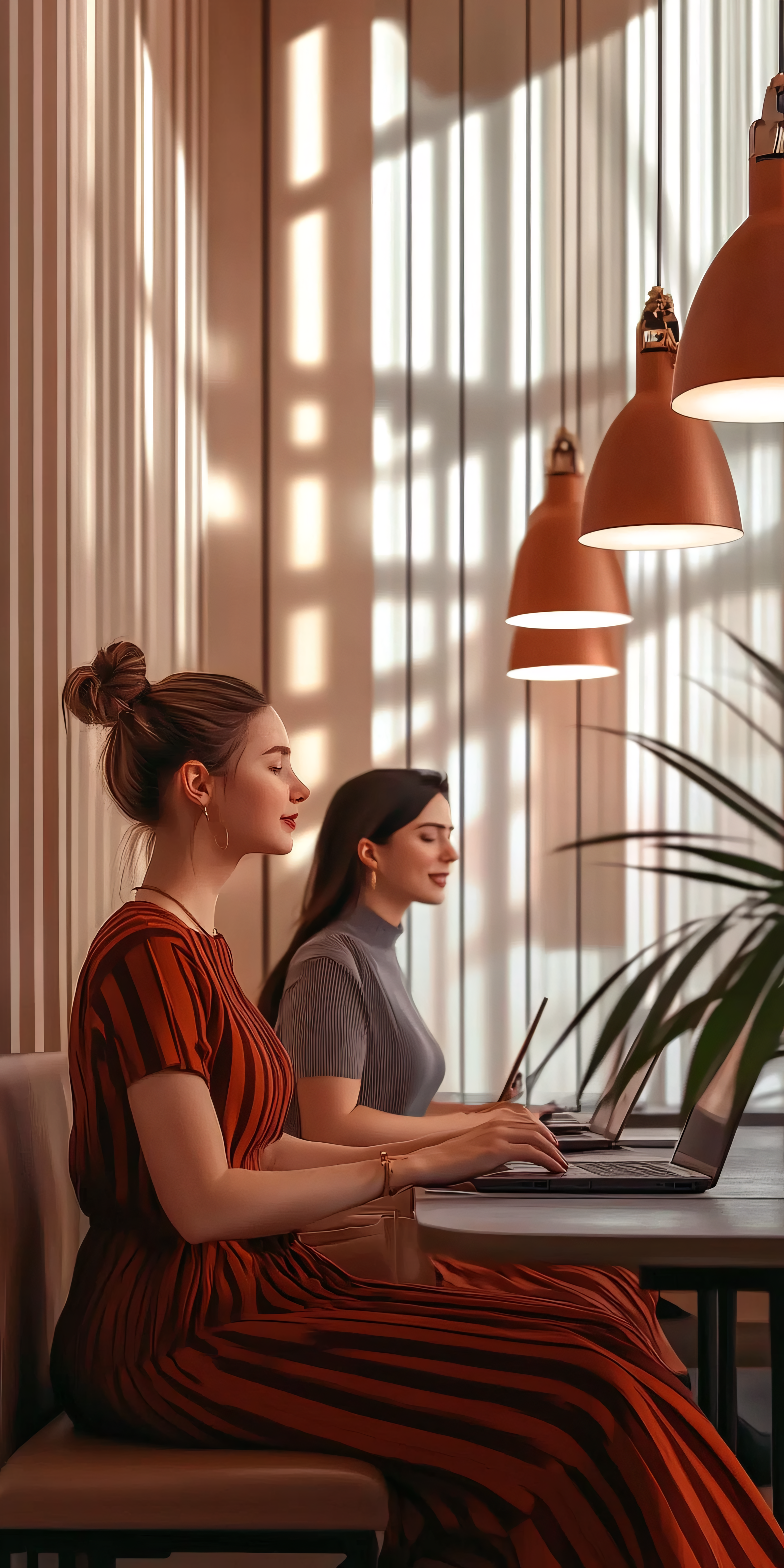 Women Working In Modern Cafe