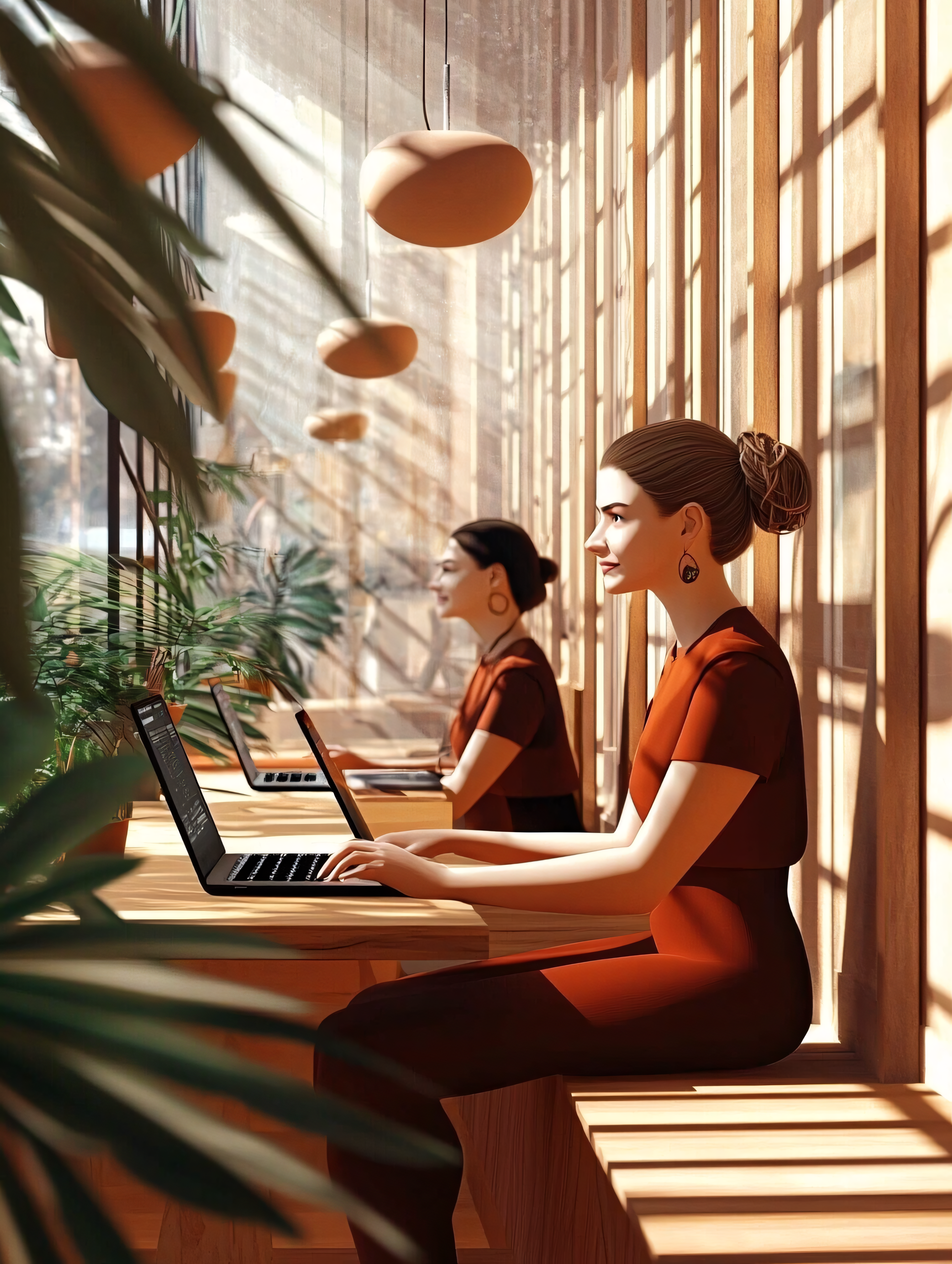 Women Working in Modern Office