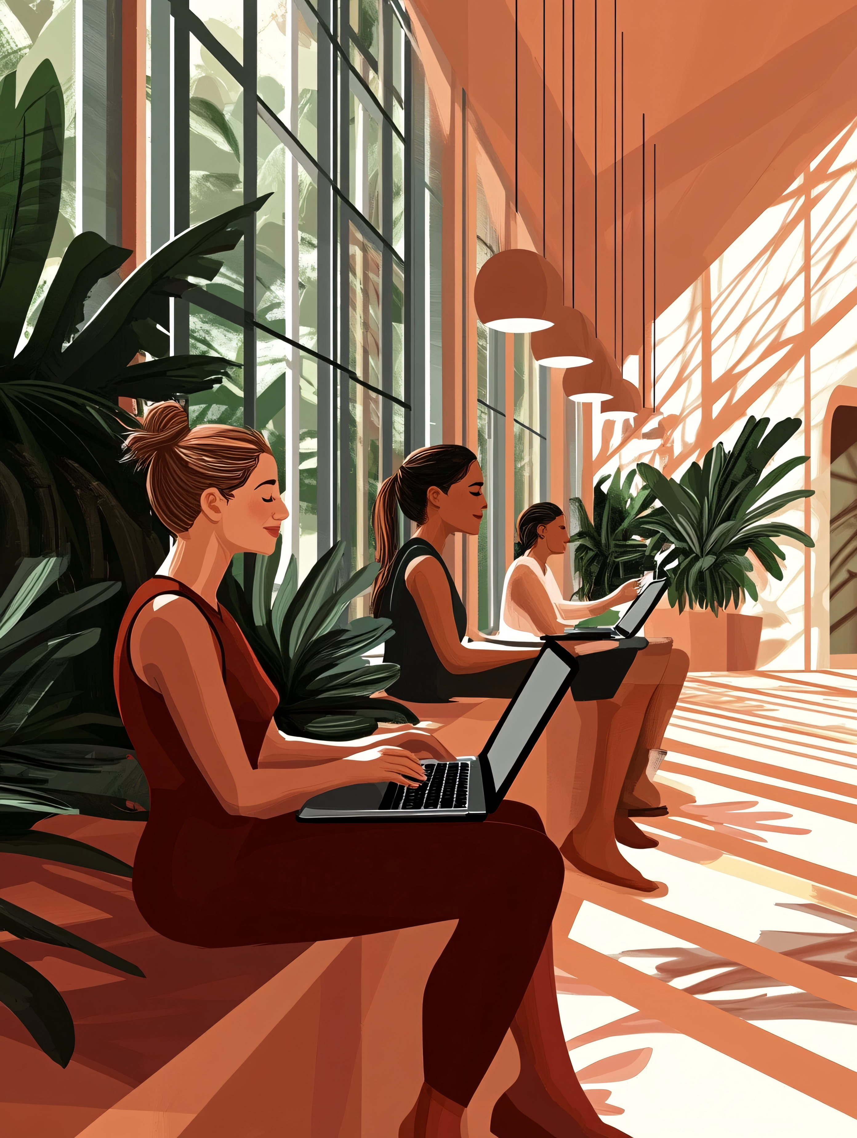 Women Working In Modern Office