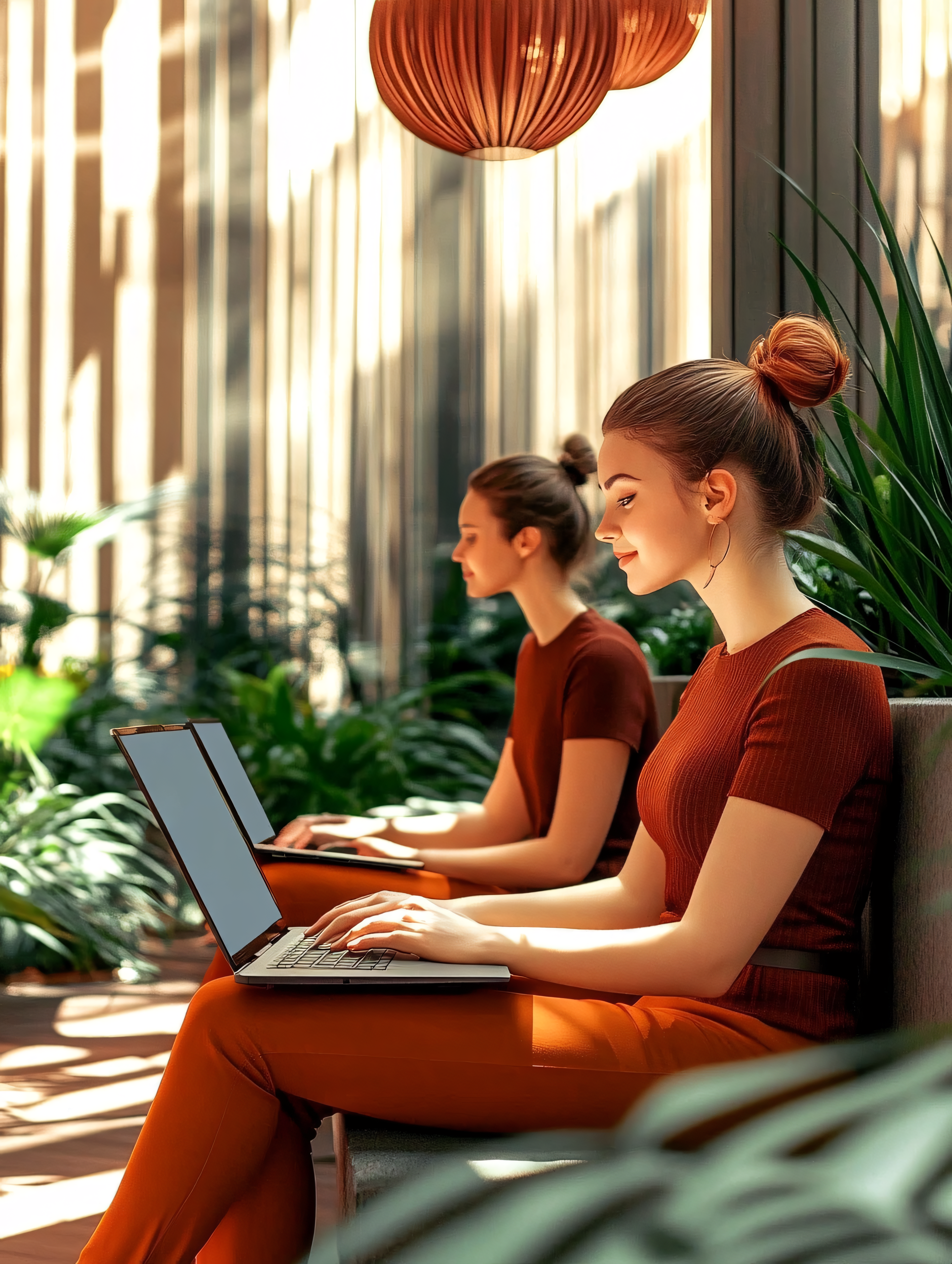 Women Working On Laptops In Modern Space