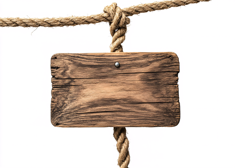 Wooden Sign Hanging From Rope