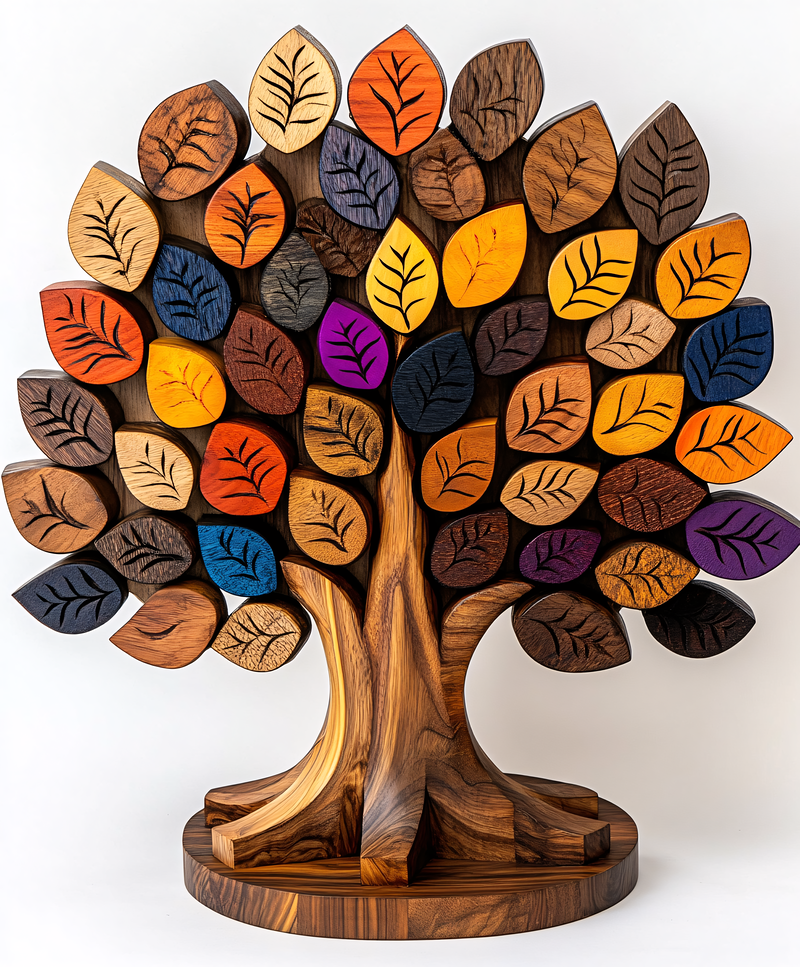Wooden Tree Of Life With Colorful Leaves