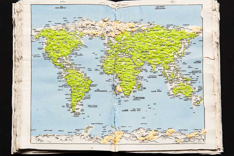 World Map in an Open Book