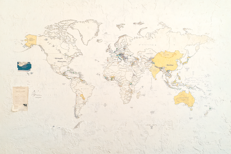 World Map on Textured Wall