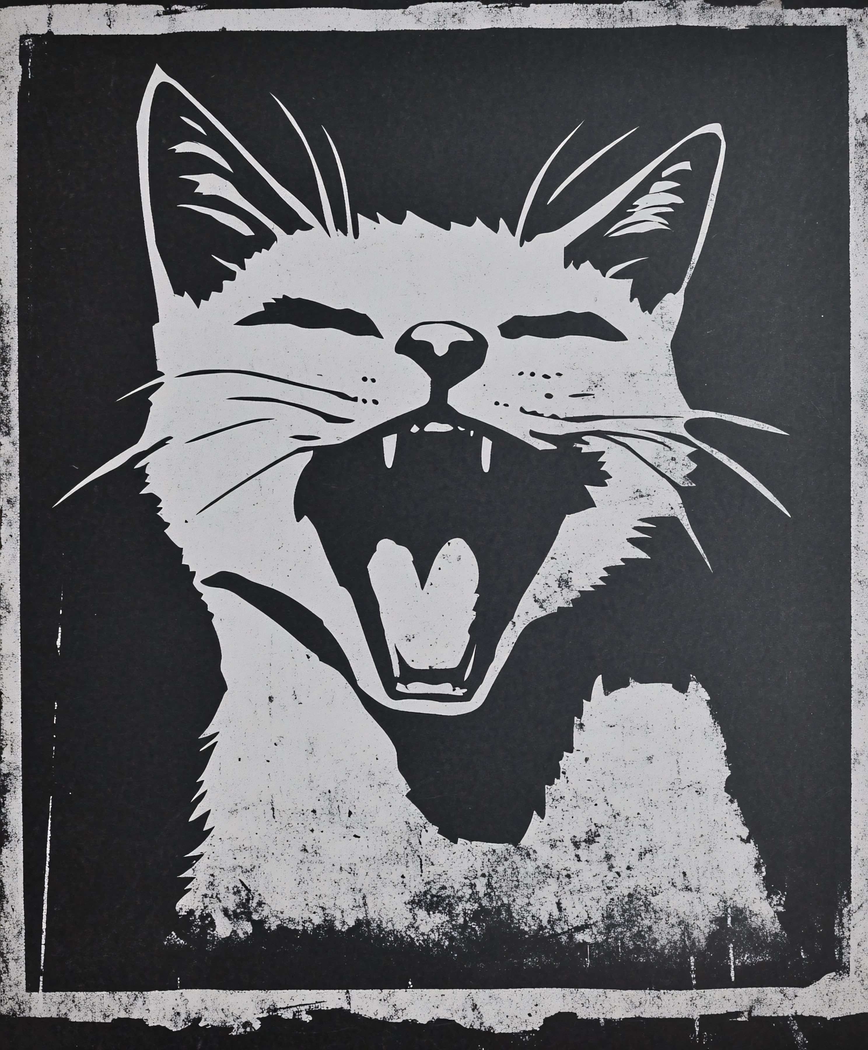 Yawning Cat Illustration