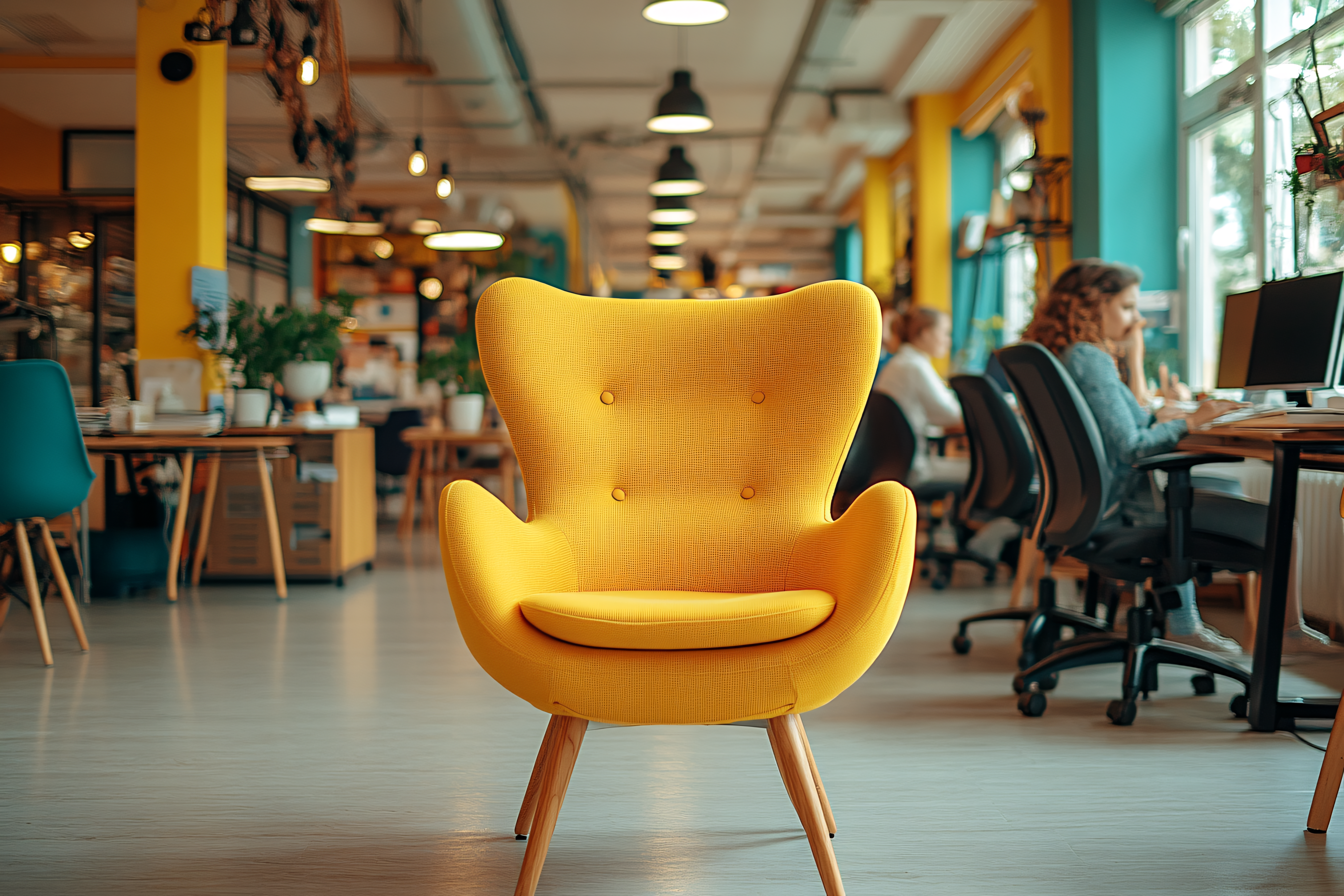 Yellow Armchair In Modern Office