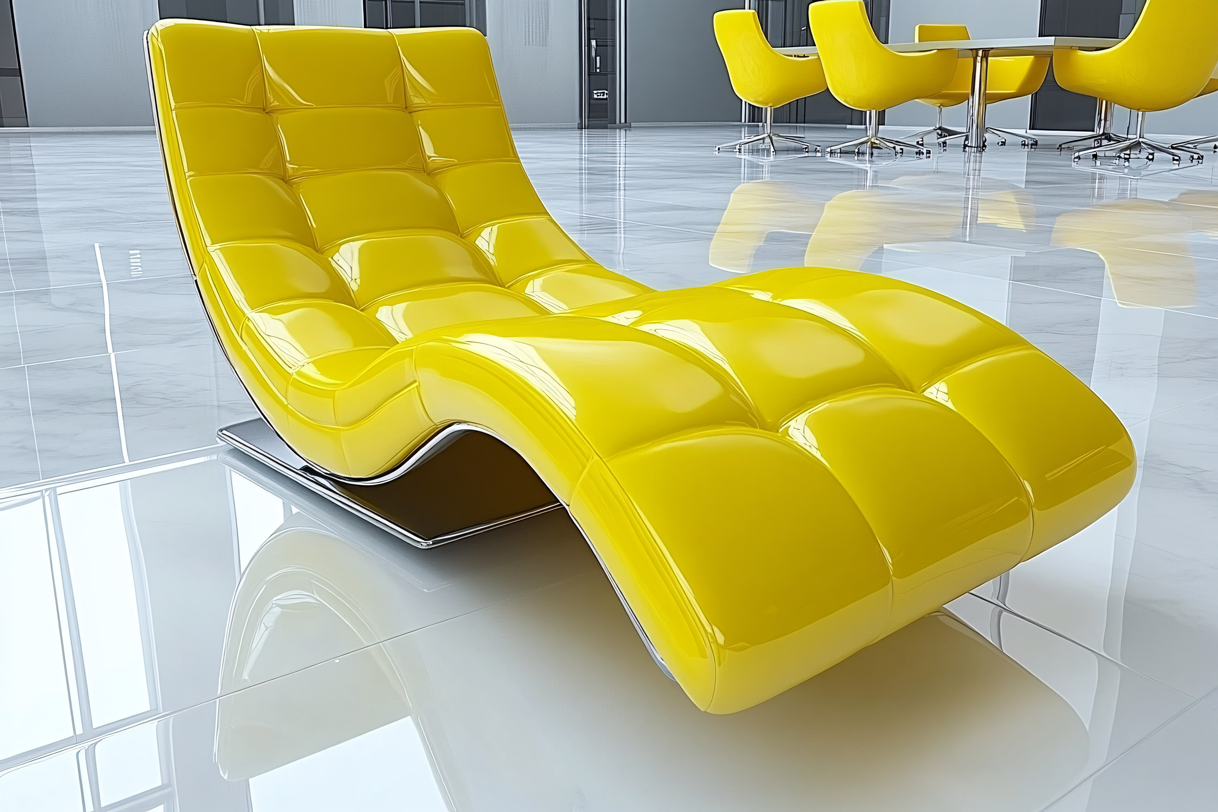 Yellow Chaise Lounge in Modern Interior