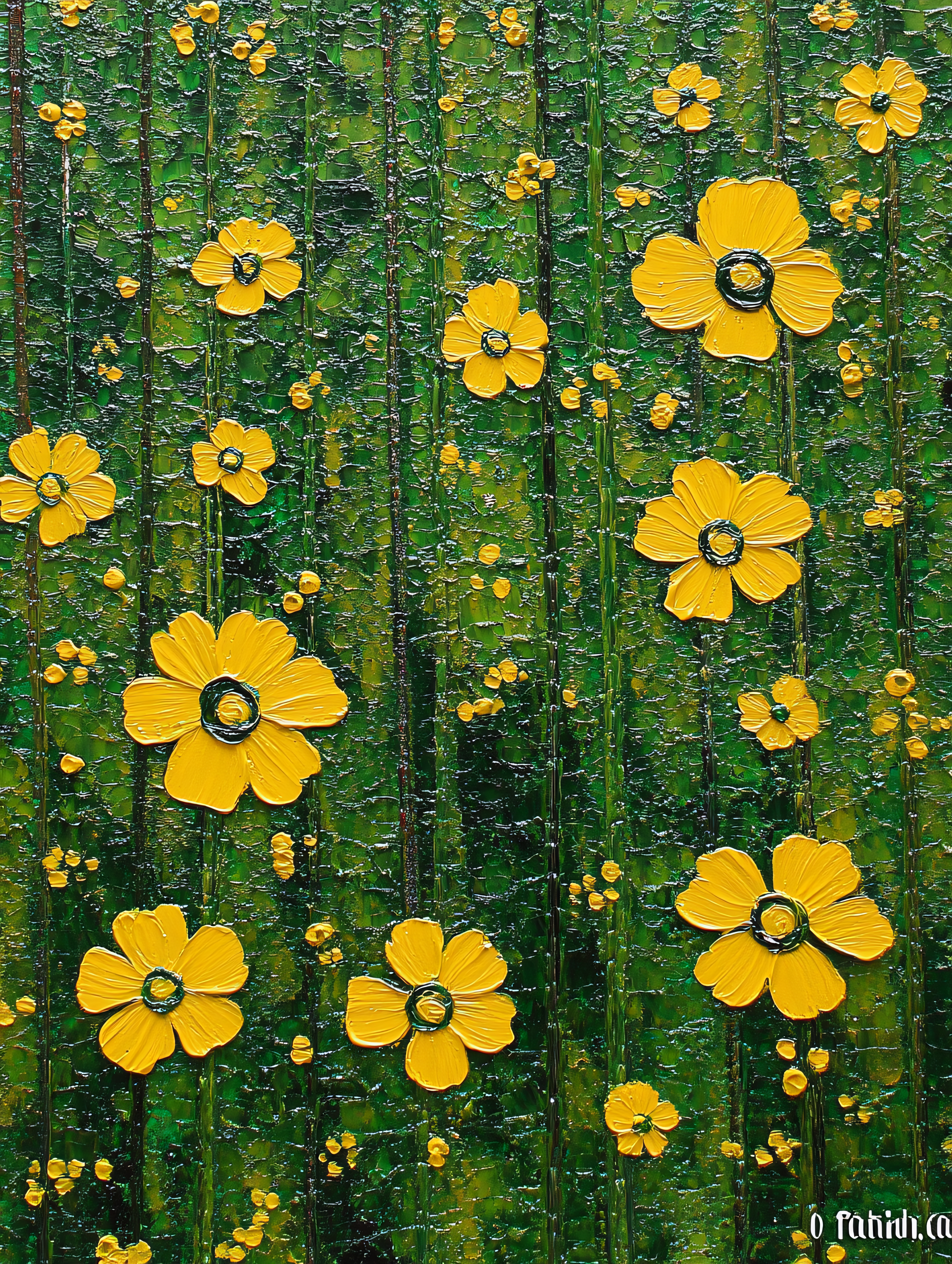 Yellow Flowers on Green Background