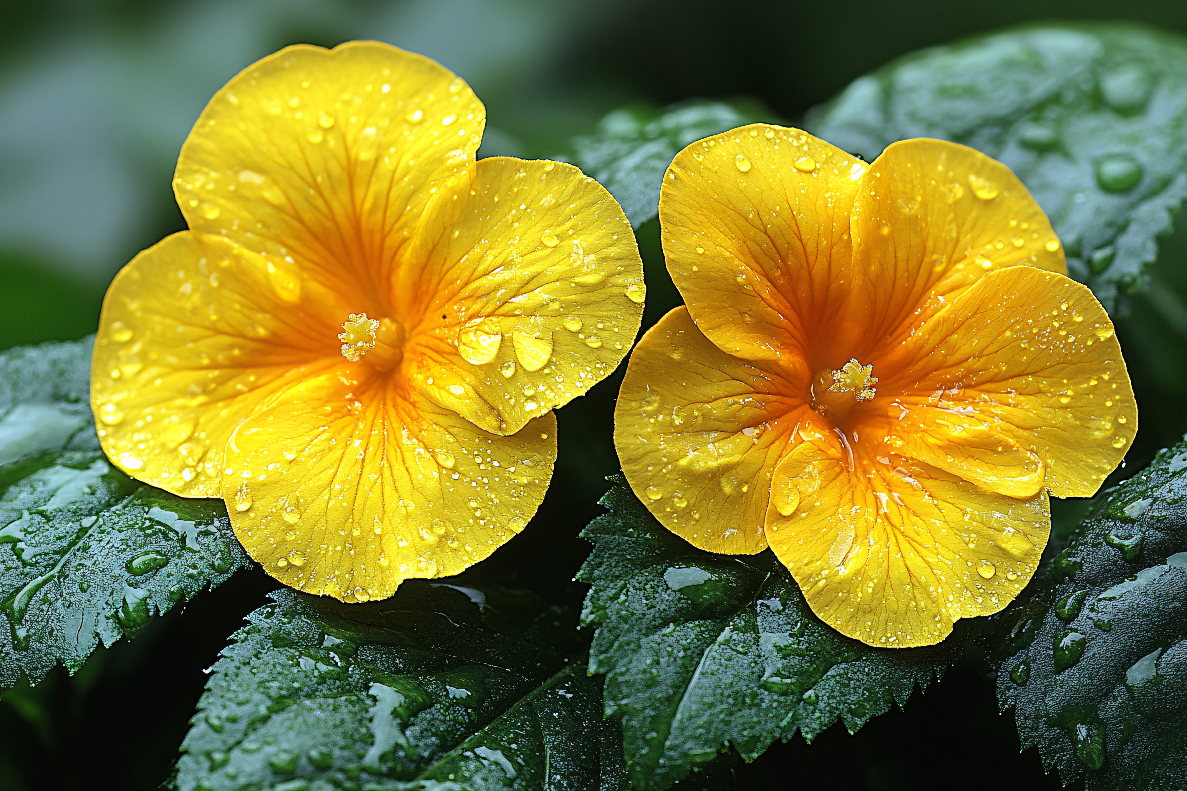 Yellow Flowers With Water Droplets