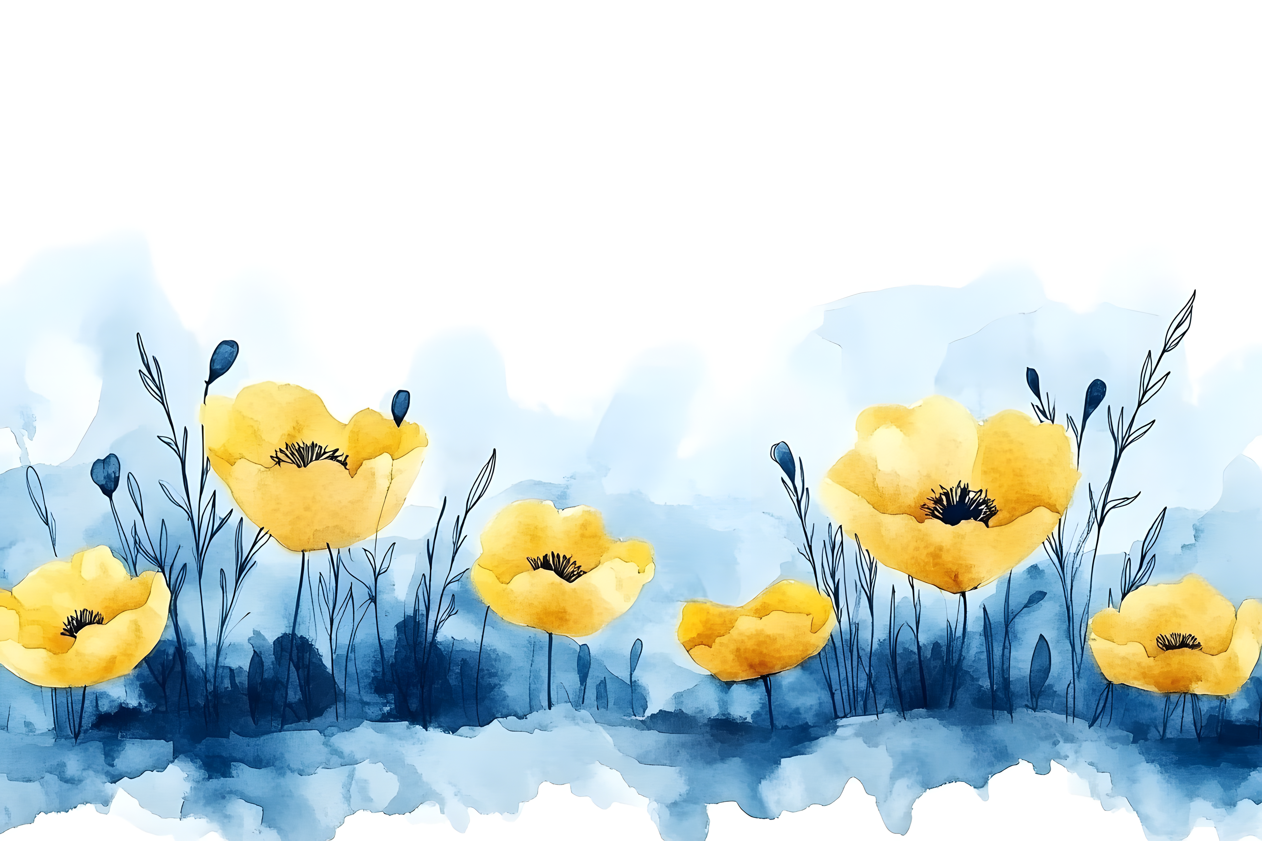 Yellow Poppy Watercolor