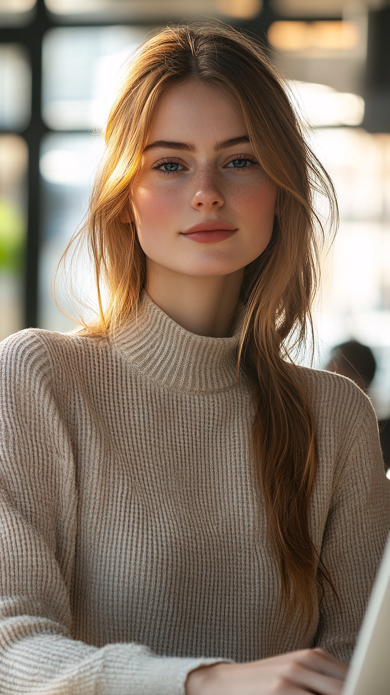 Young Woman In Cozy Sweater