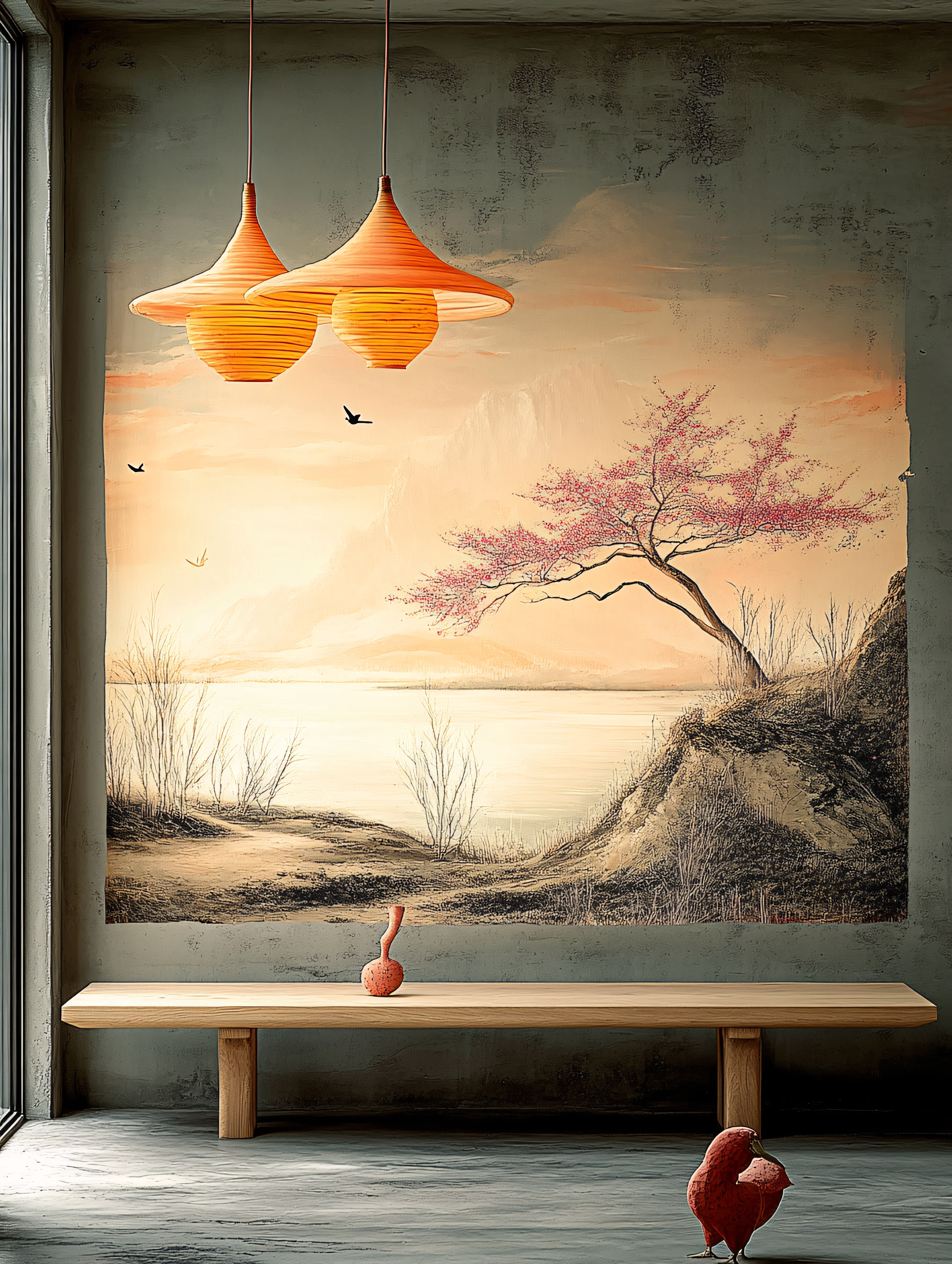 Zen Interior With Landscape Mural