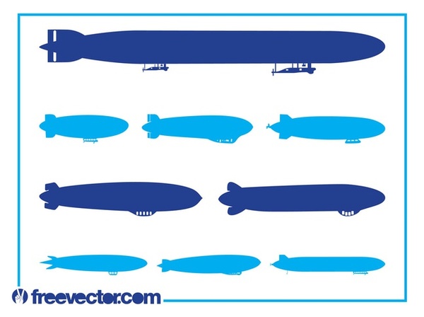 Zeppelins Silhouettes Free Vector