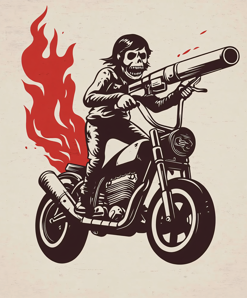 Zombie Biker with Gun