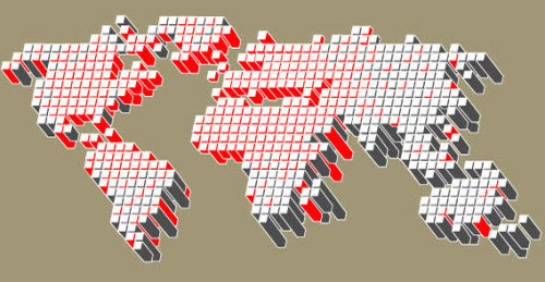 3D Dotted World Map Vector Illustration