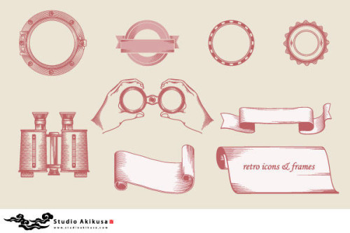 Retro Frames and Icons Vector